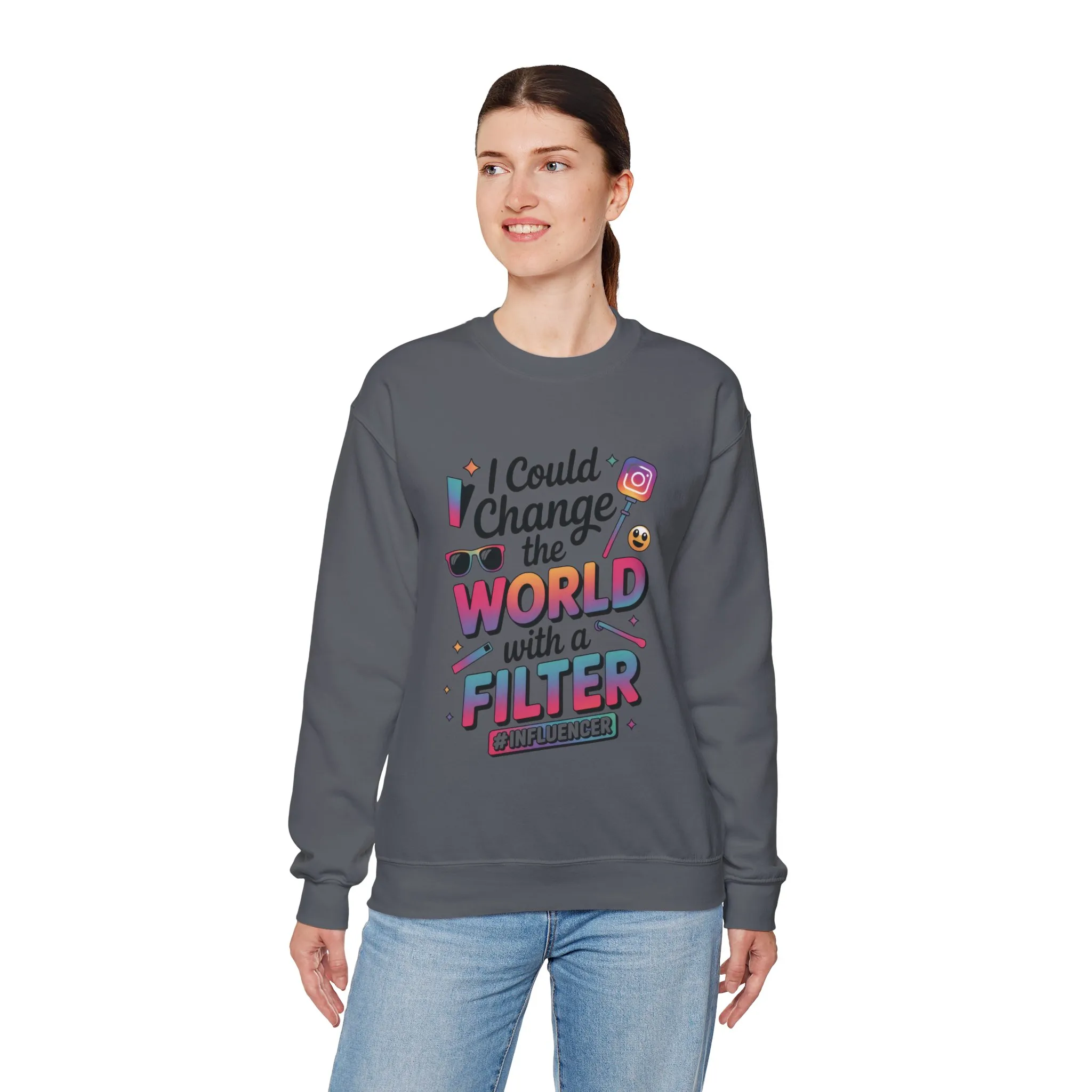 Womens Heavy Blend™ Crewneck Sweatshirt, Womens Influencer Sweatshirt, Funny Social Media Pullover, Cute Trendy Graphic Top - Image 21
