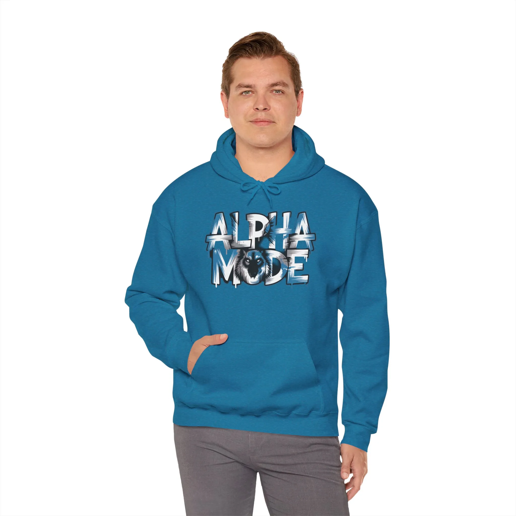 Mens Heavy Blend™ Hooded Sweatshirt, Alpha Mode Wolf Hoodie Mens Bold Streetwear - Image 28