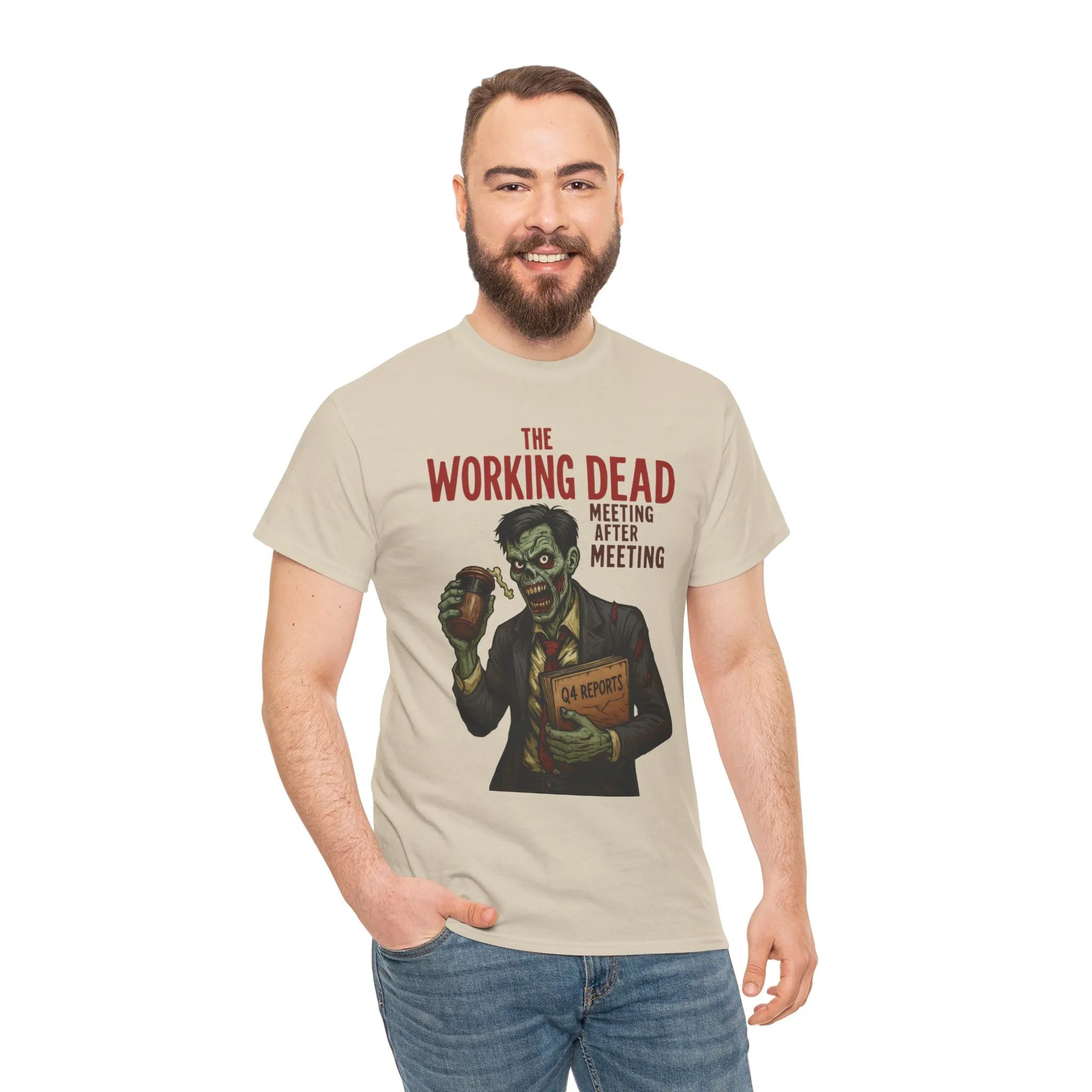 The Working Dead Men's Funny Zombie Work T-Shirt, Office Humor Tee, Meeting Joke Shirt, Halloween Office Tee - Image 10