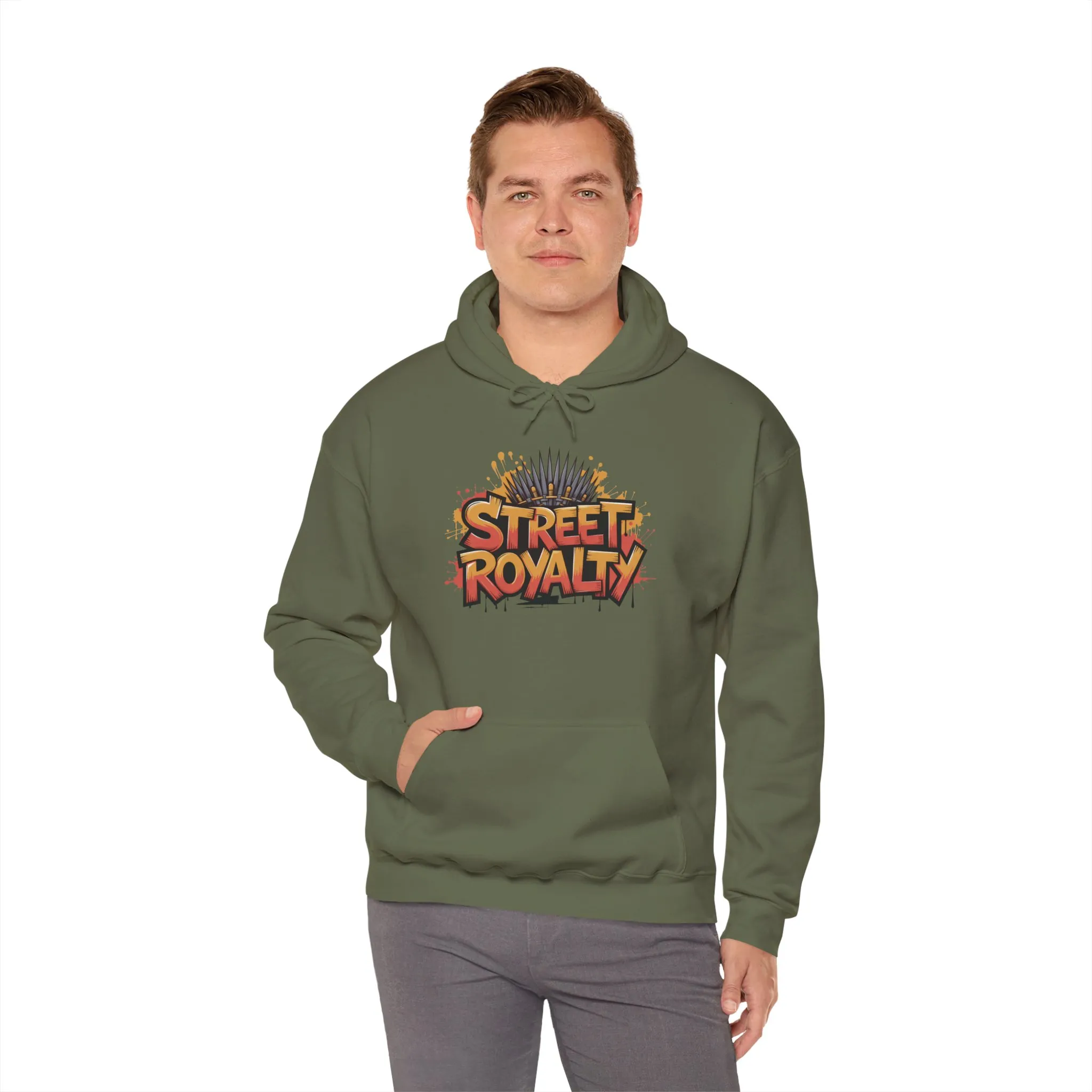 Street Royalty Men's Hoodie, Graffiti Crown Graphic Sweatshirt, Urban Streetwear Pullover with Throne Design - Image 6