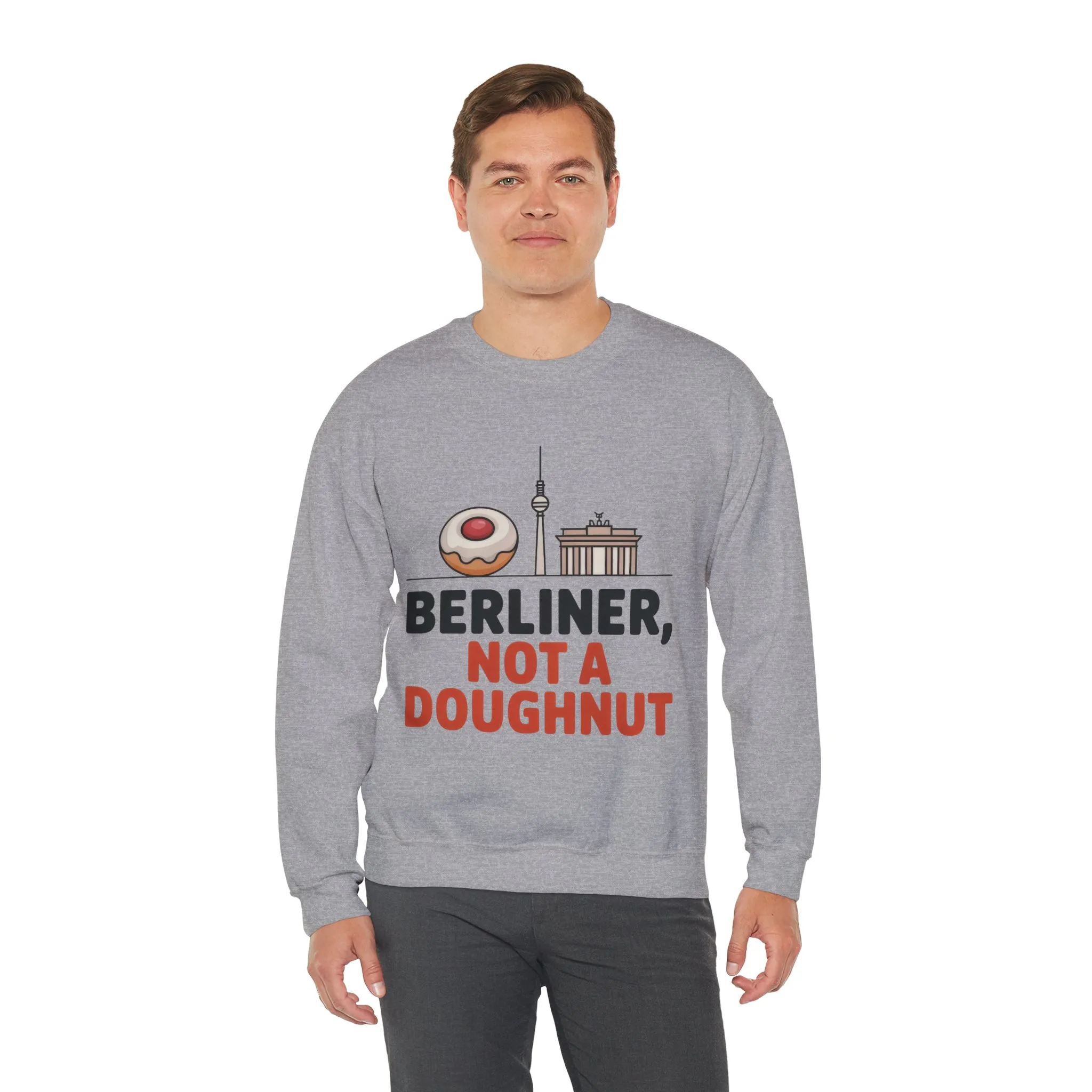 Mens Heavy Blend™ Crewneck Sweatshirt, Berliner Not a Doughnut Funny Berlin Mens Sweatshirt - Image 3