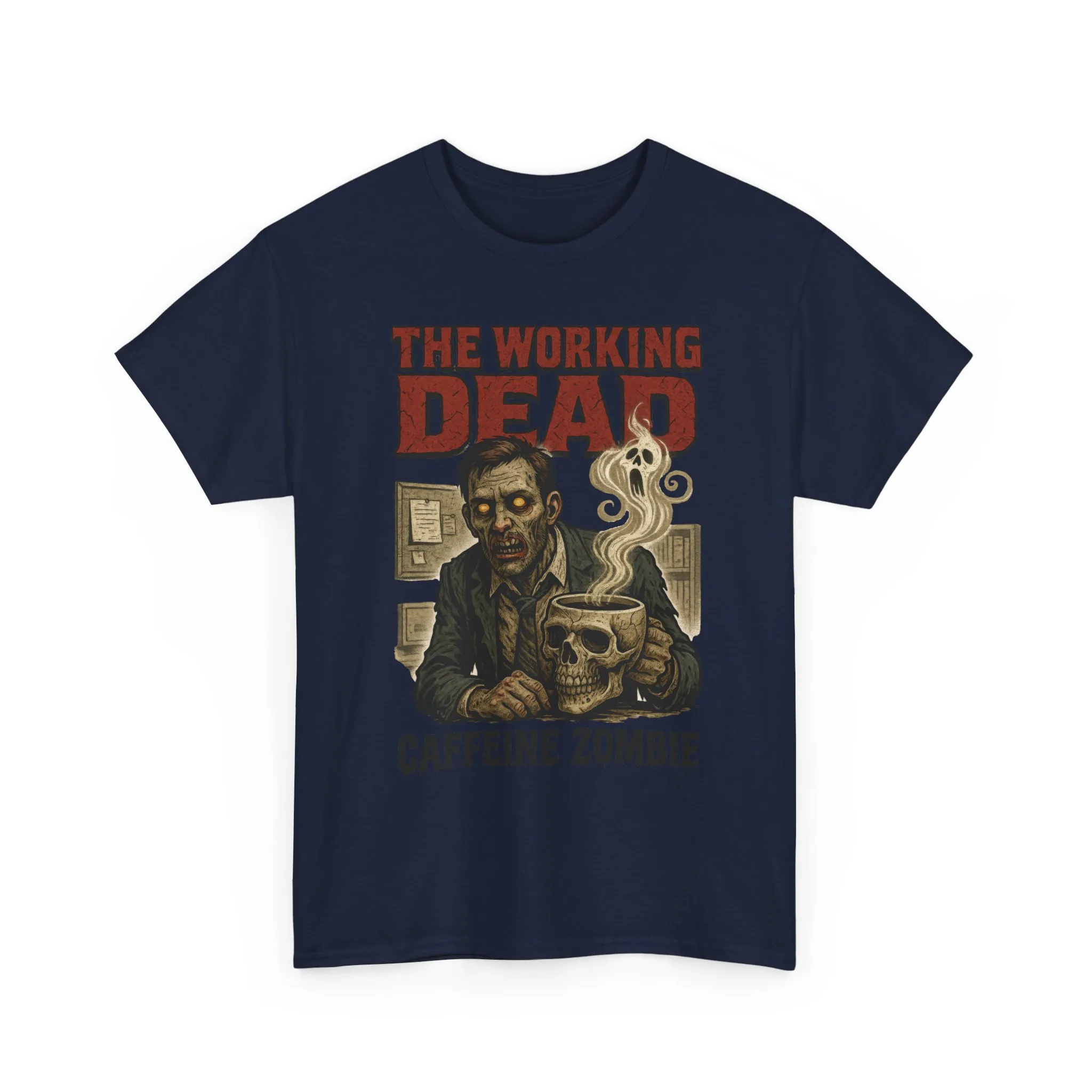 The Working Dead Men's Funny Zombie Work T-Shirt, Office Humor Tee, Halloween Office Tee, Coffee Zombie Shirt - Image 29