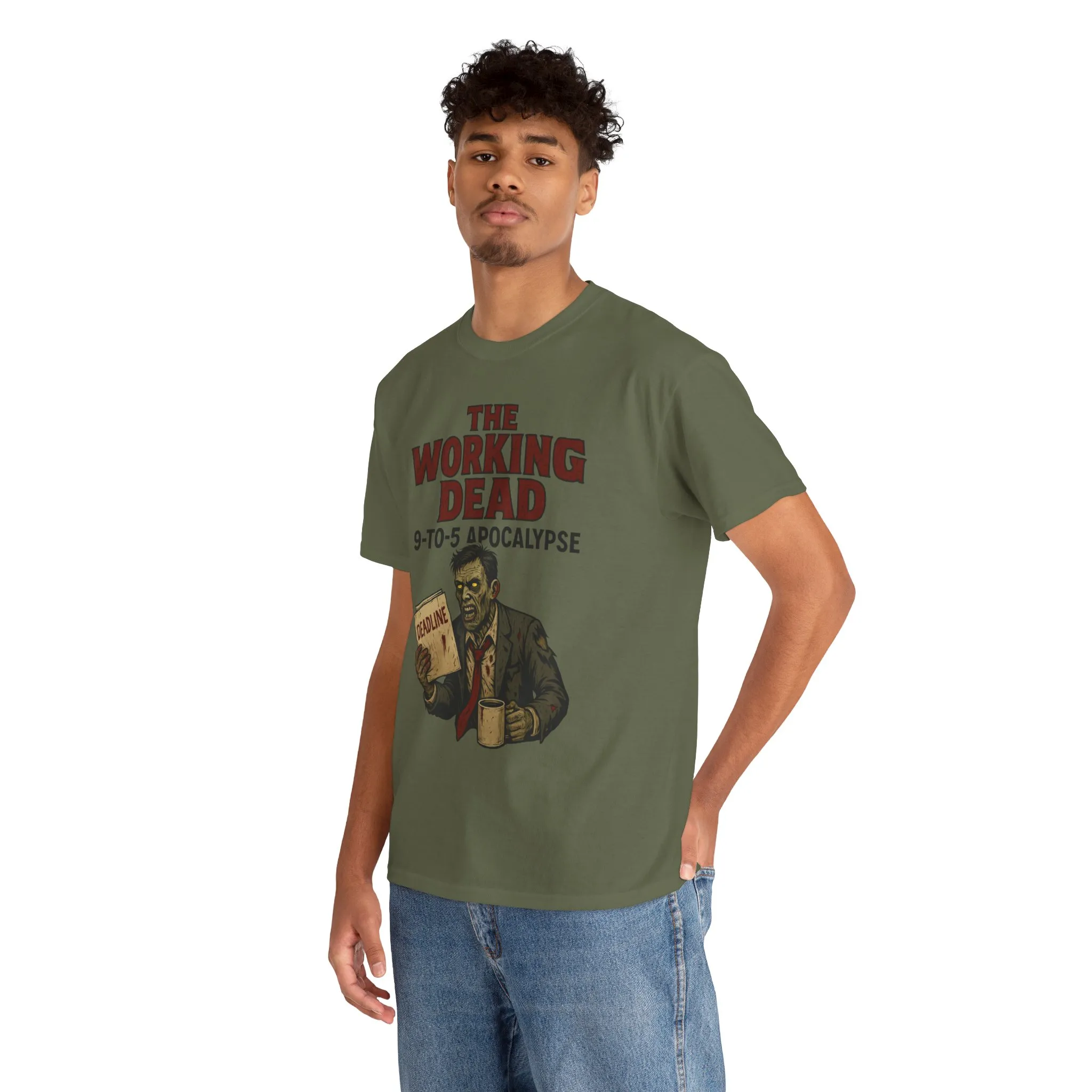 The Working Dead 9-to-5 Apocalypse Men's T-Shirt, Funny Horror Office Zombie Tee, Halloween Zombie Top, Work Humor Sweatshirt - Image 11