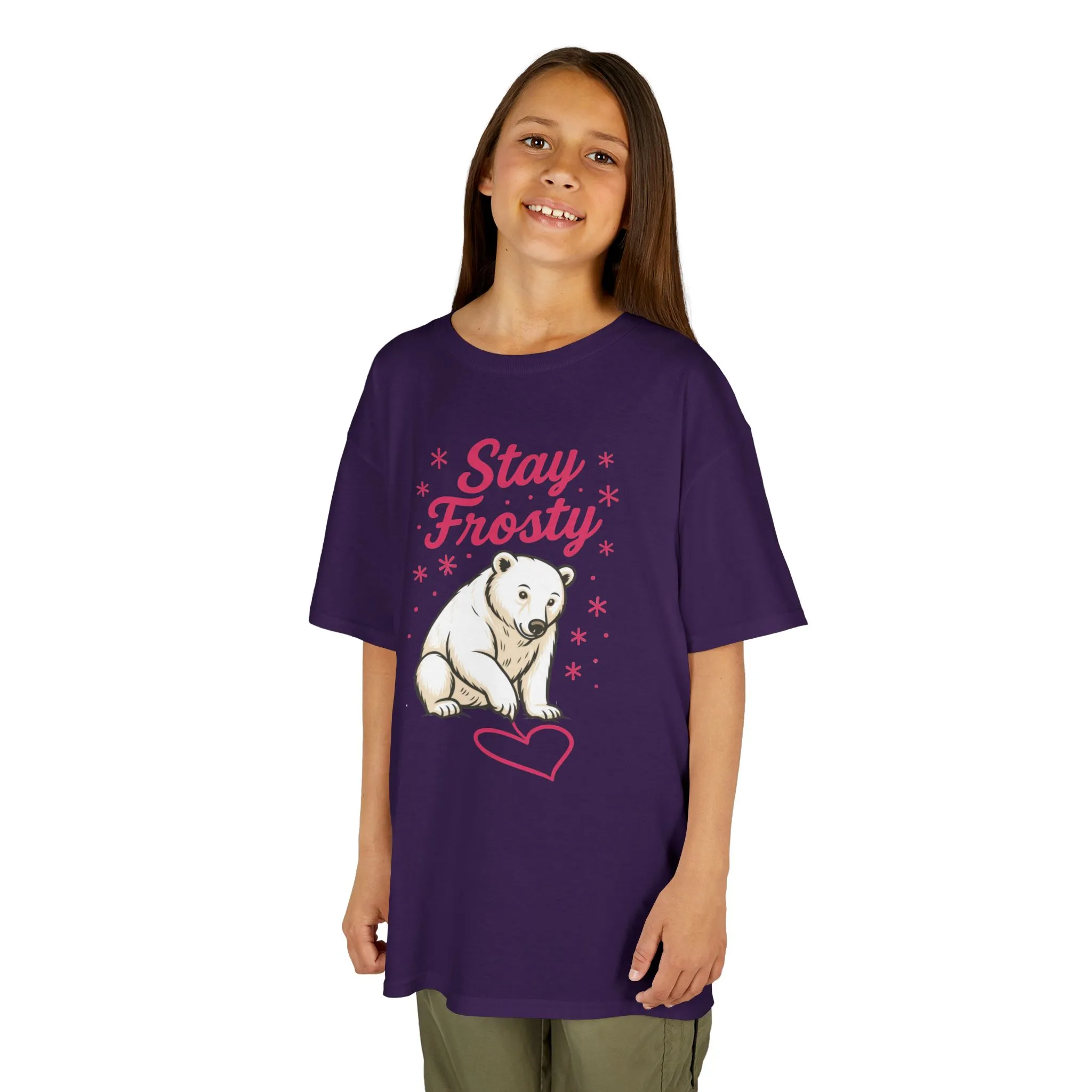 Kids Heavy Cotton™ Tee, Kids Stay Frosty Polar Bear T-Shirt, Cute Winter Graphic Tee for Children - Image 18
