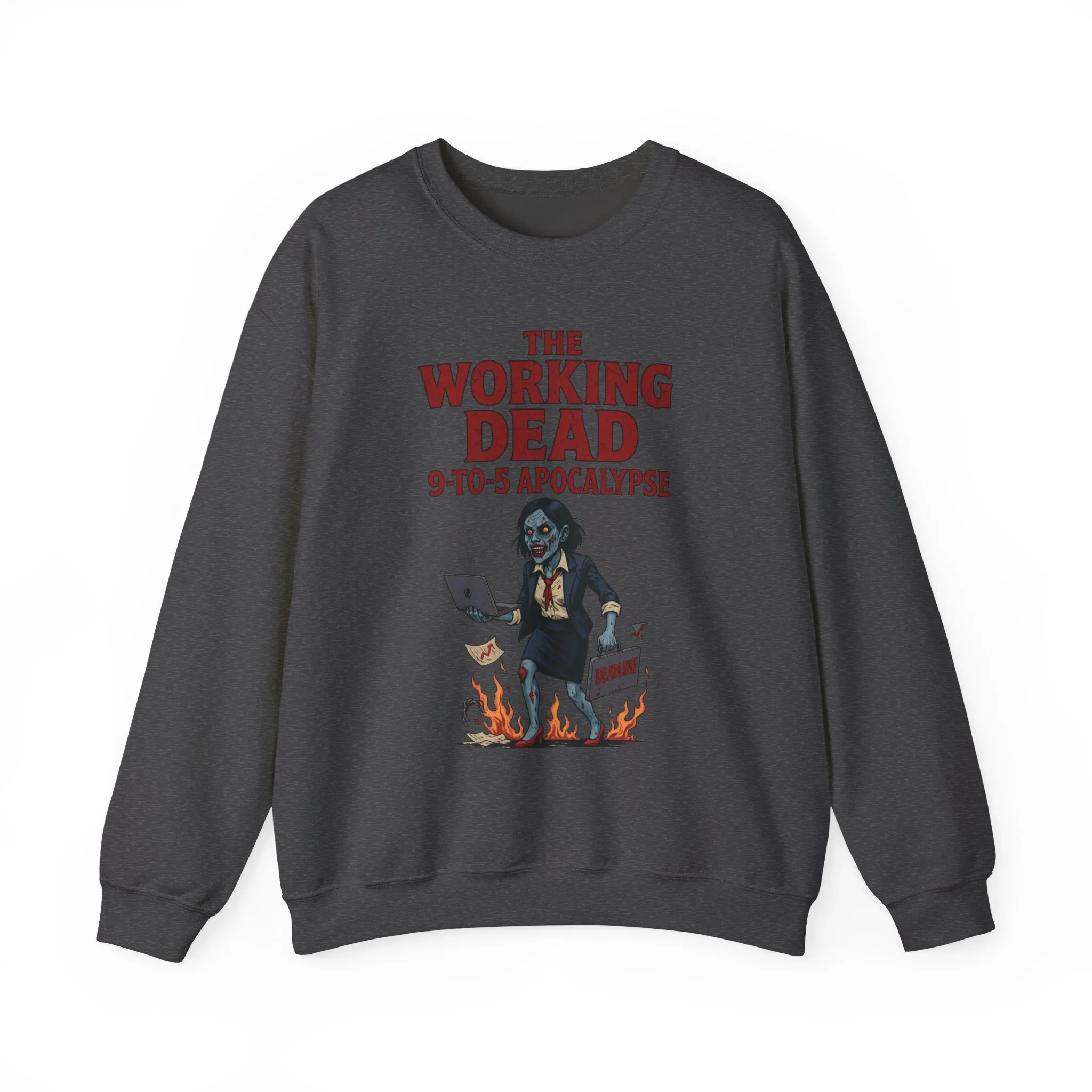 Women's The Working Dead 9-to-5 Apocalypse Sweatshirt, Funny Office Zombie Horror Pullover, Halloween Zombie Work Top - Image 10
