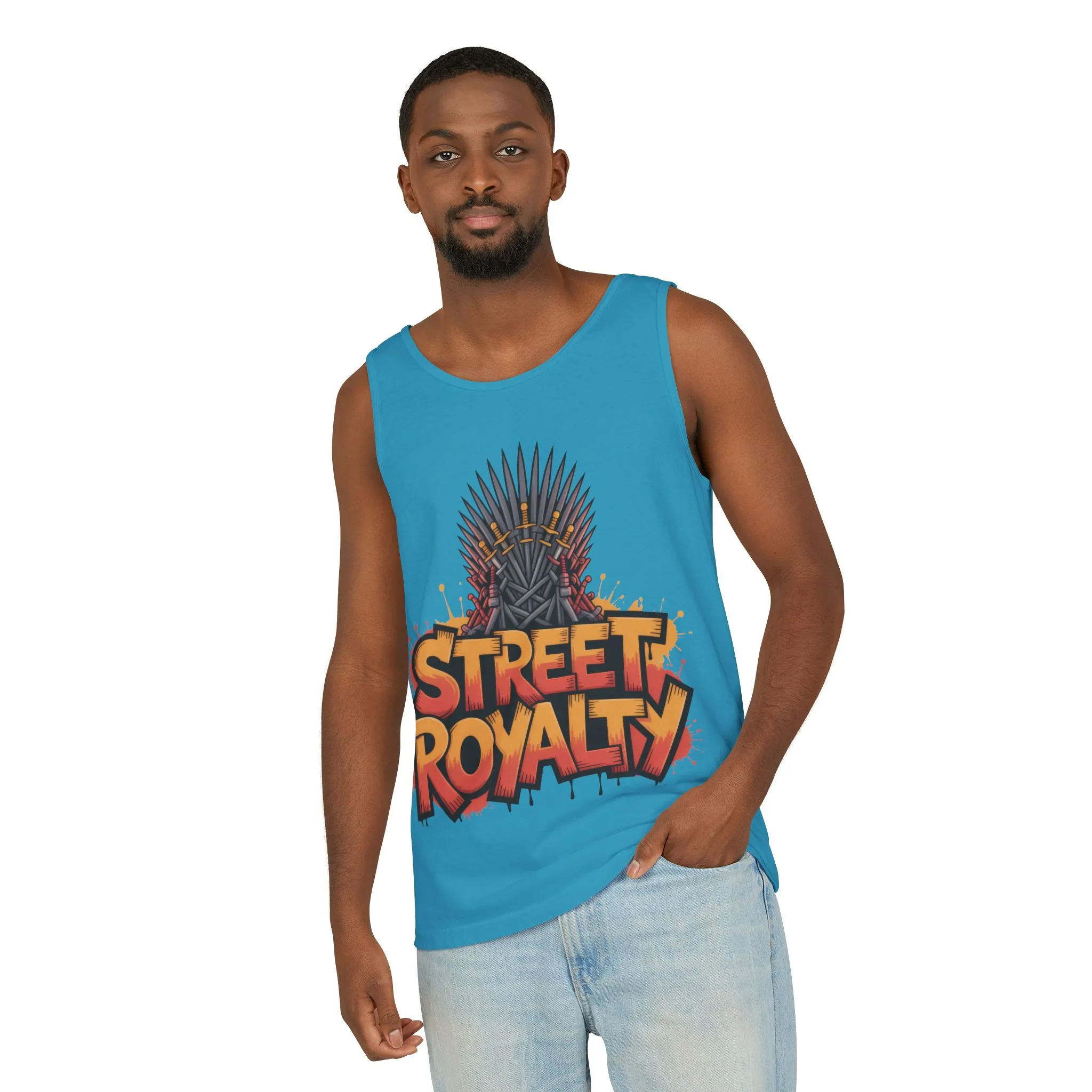 Street Royalty Men's Tank Top, Graffiti Crown Graphic Muscle Shirt, Urban Streetwear Sleeveless Skate Style - Image 11