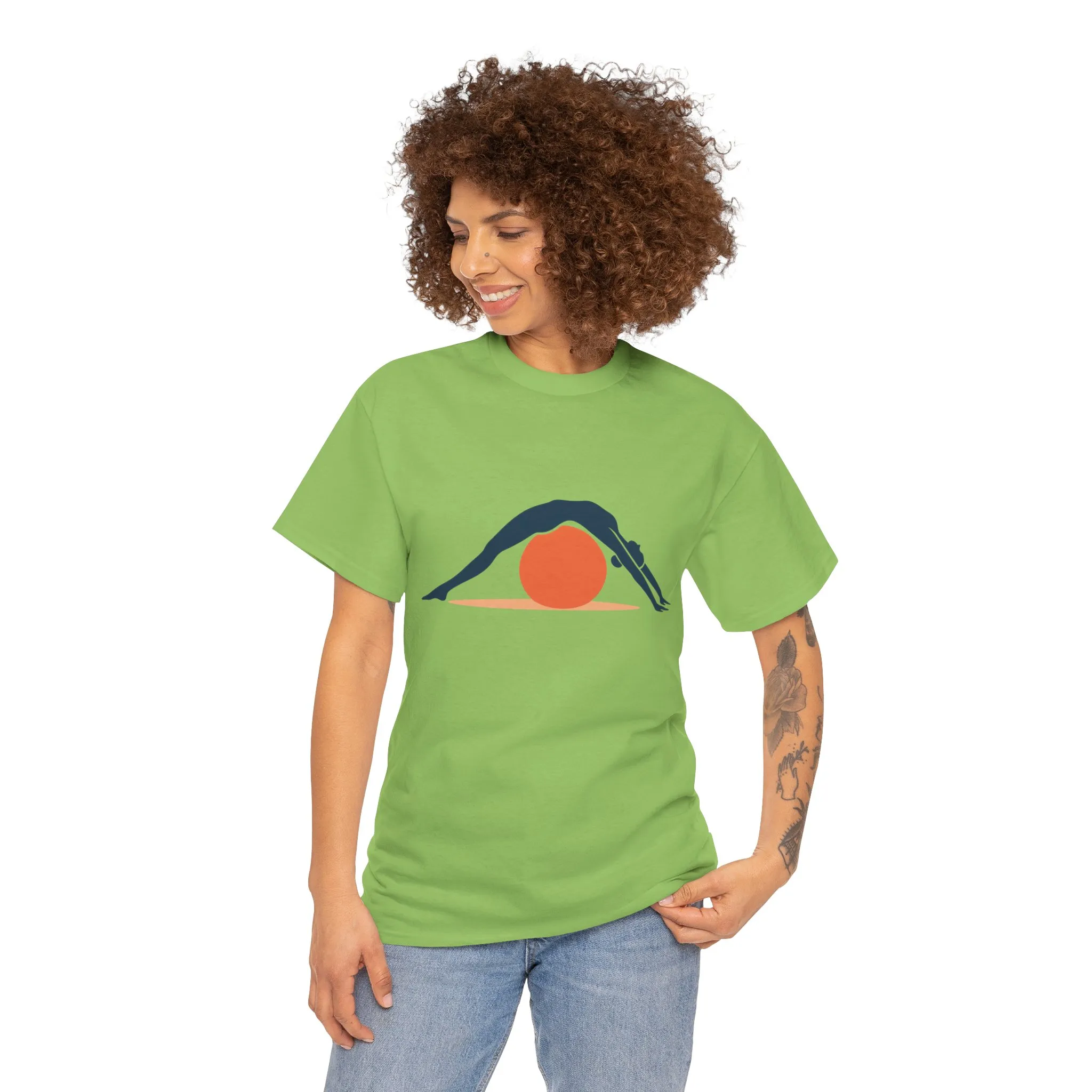 Womens Heavy Cotton Tee, Womens Pilates T-Shirt, Yoga Fitness Graphic Tee, Workout Gym Activewear Top - Image 5