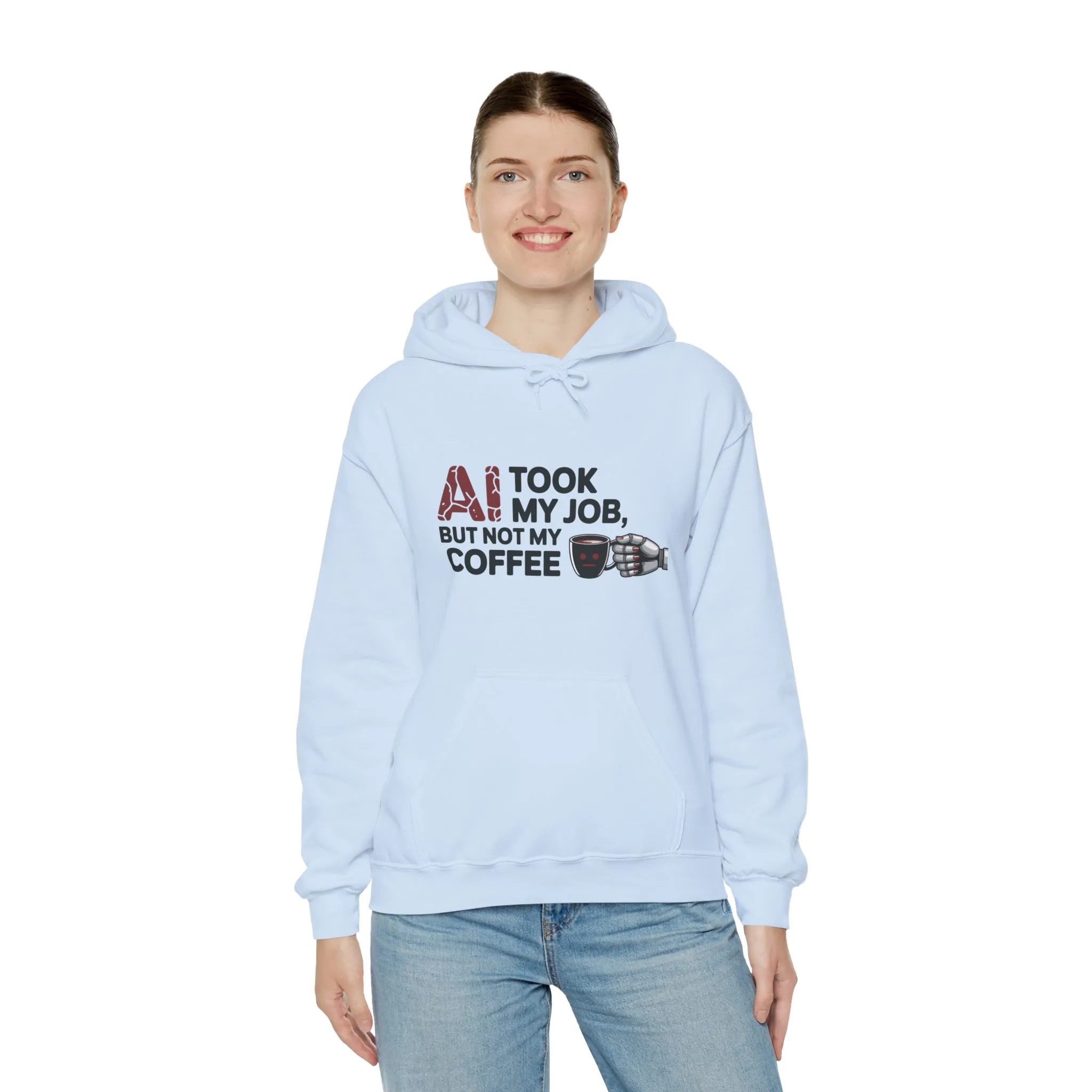 Women's AI Coffee Hoodie, Funny Robot Humor Pullover, Geek Job Joke Sweatshirt Gift, Sarcastic Work Shirt, Office Humor - Image 4