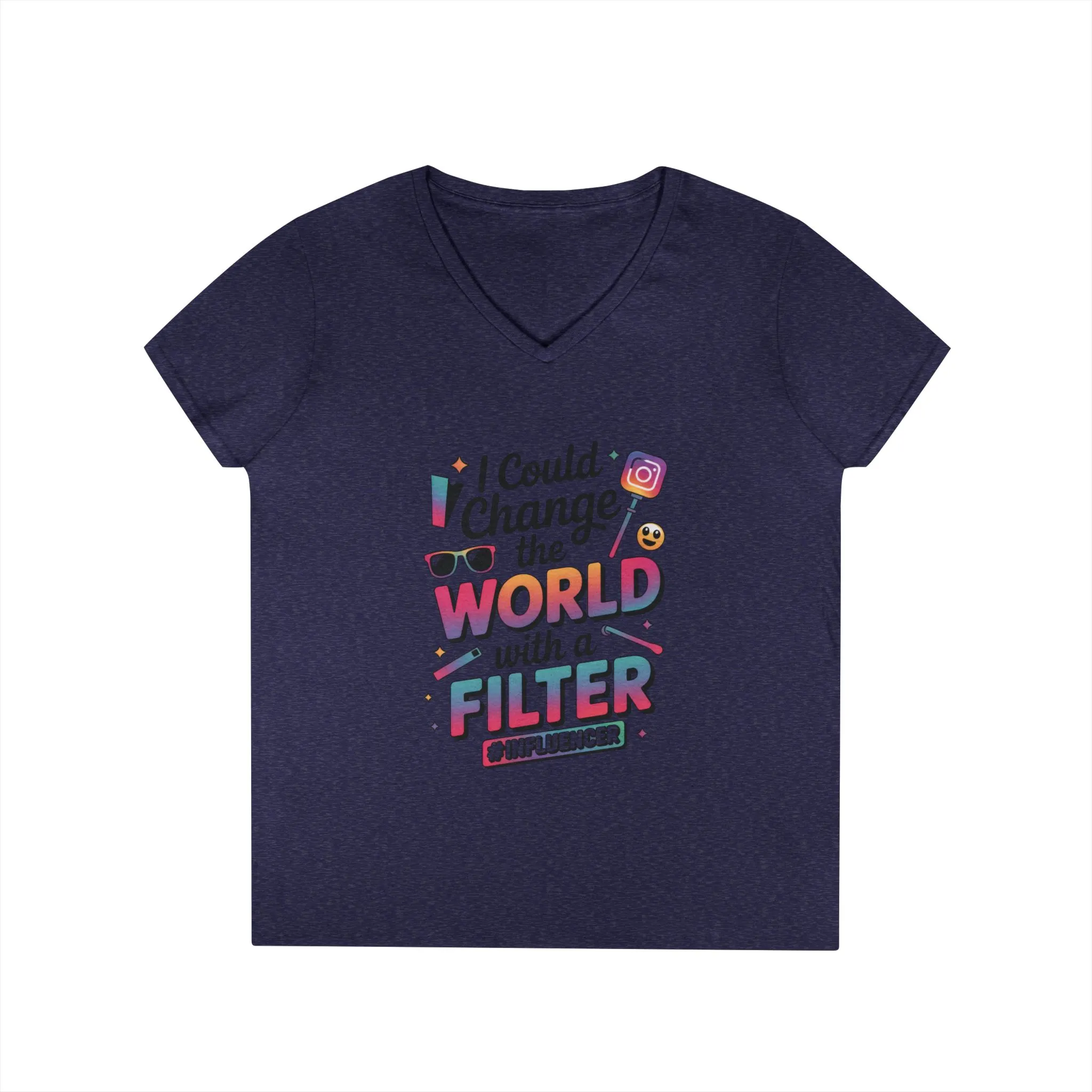 Ladies' V-Neck T-Shirt, Womens Influencer T-Shirt, Funny Social Media Graphic Tee, Cute Trendy Top - Image 19