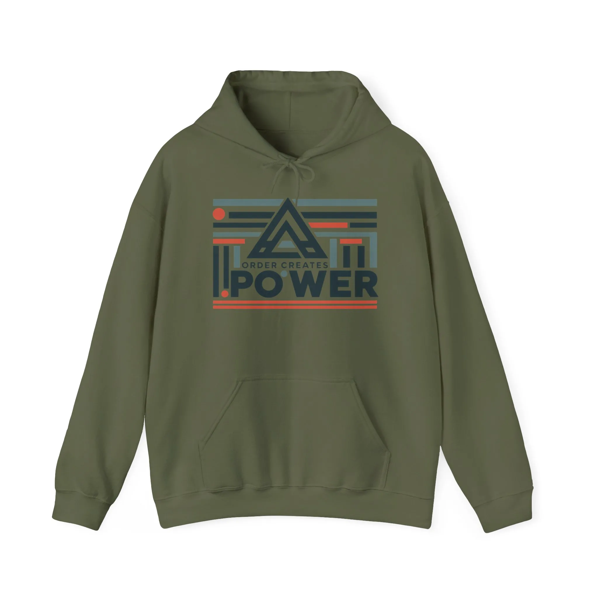 Mens Hoodie Order Creates Power, Geometric Minimal Motivational Graphic Pullover Hoodie, Mens Heavy Blend™ Hooded Sweatshirt - Image 13