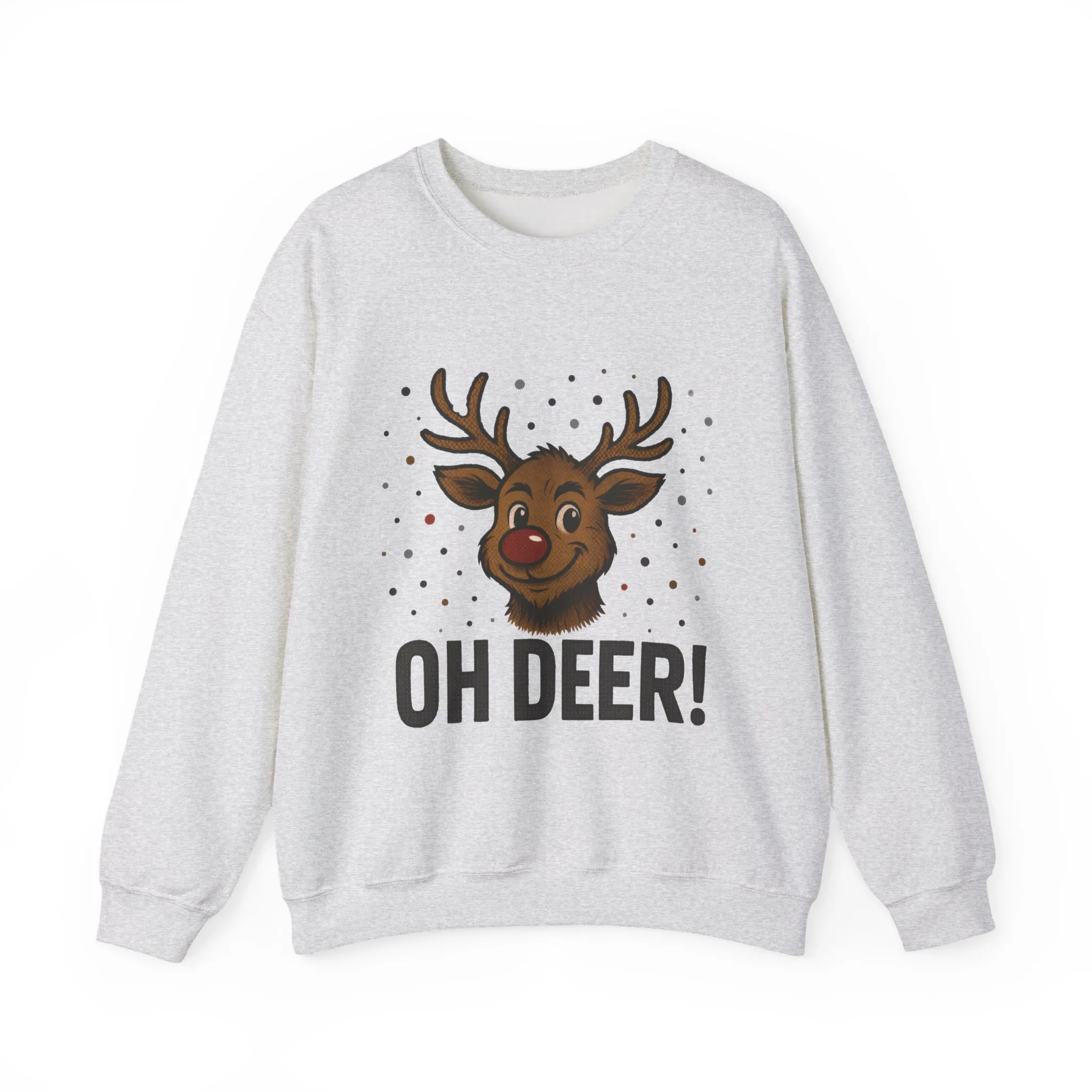 Men's Oh Deer Funny Christmas Sweatshirt, Reindeer Holiday Pullover - Image 4