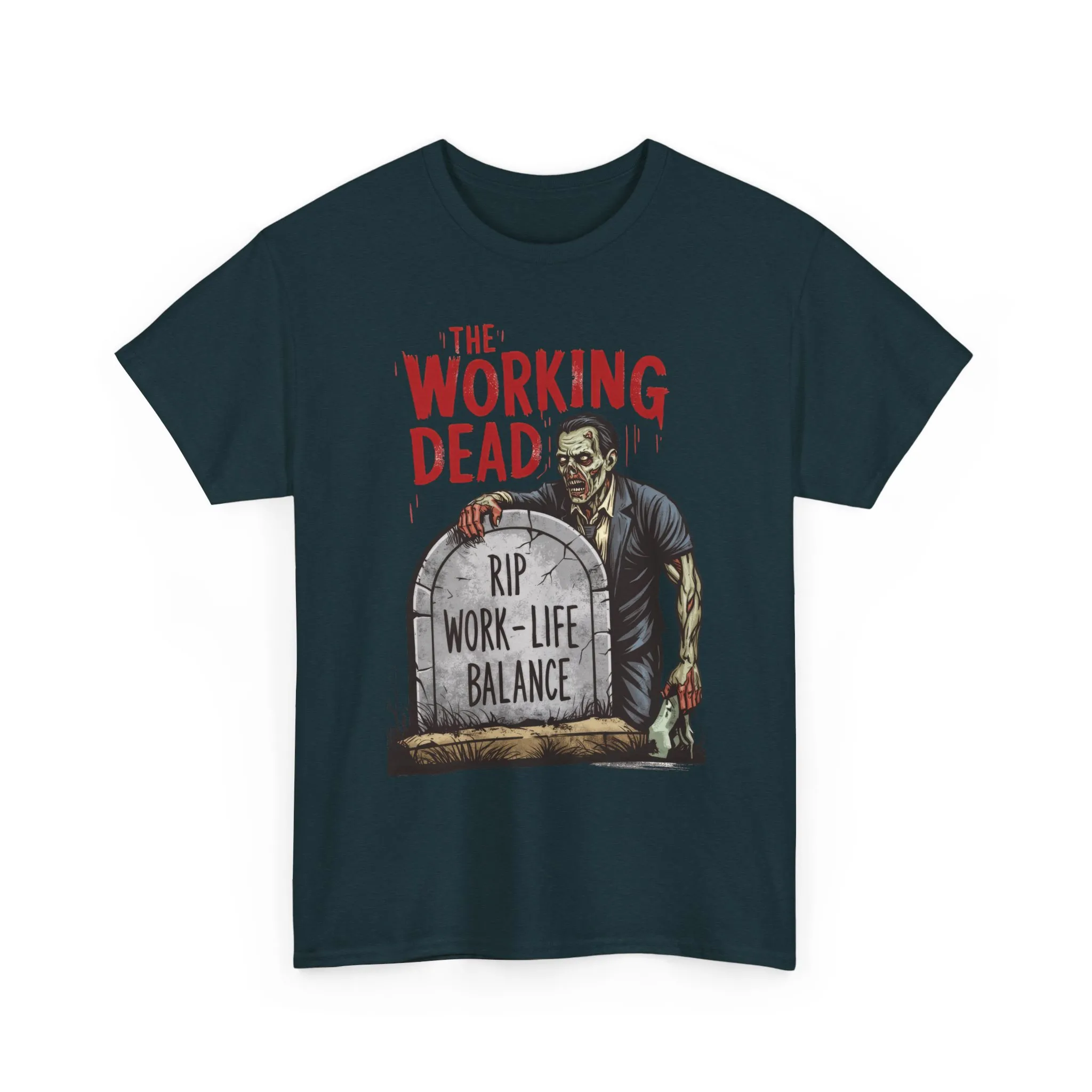 The Working Dead Shirt Men, Funny Work Life Balance Zombie Tee, RIP Work Shirt, Halloween Tee - Image 13