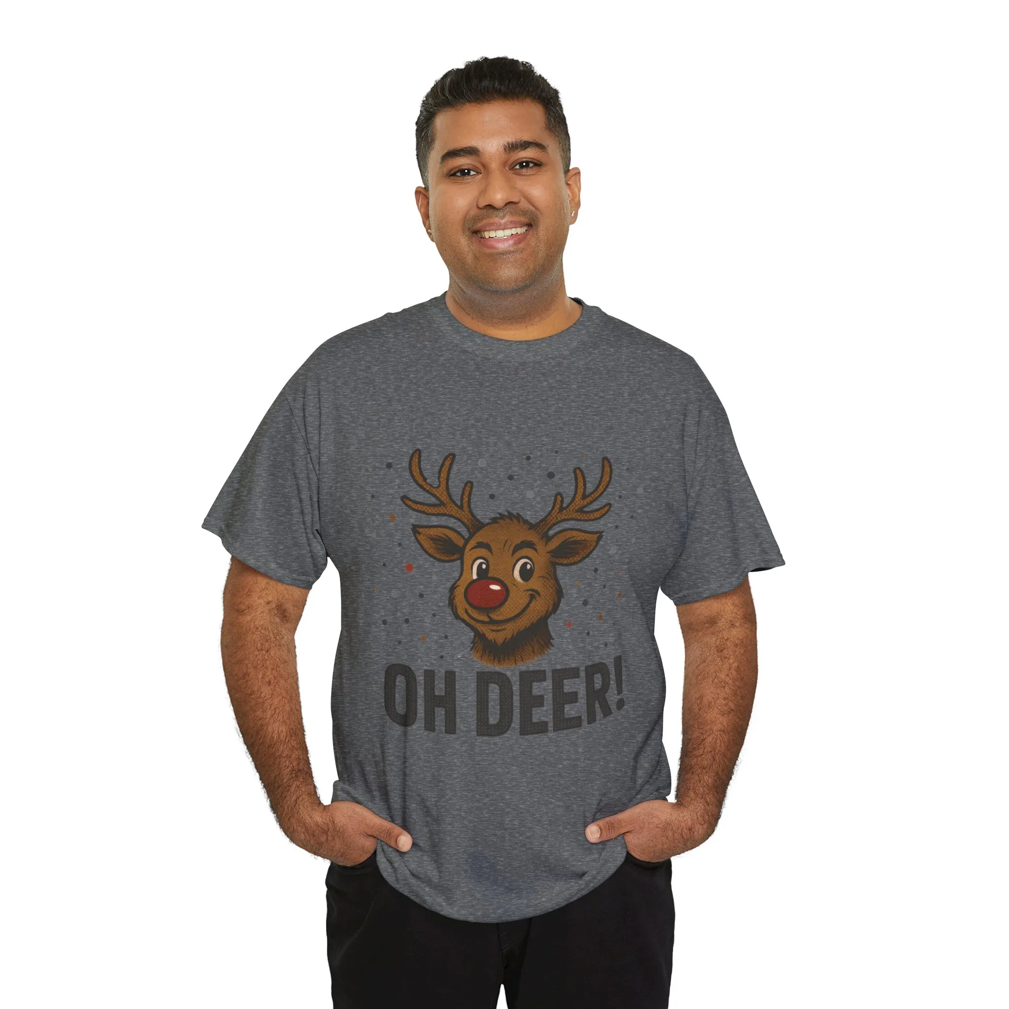Men's Oh Deer Funny Christmas T-Shirt, Reindeer Holiday Graphic Tee - Image 12