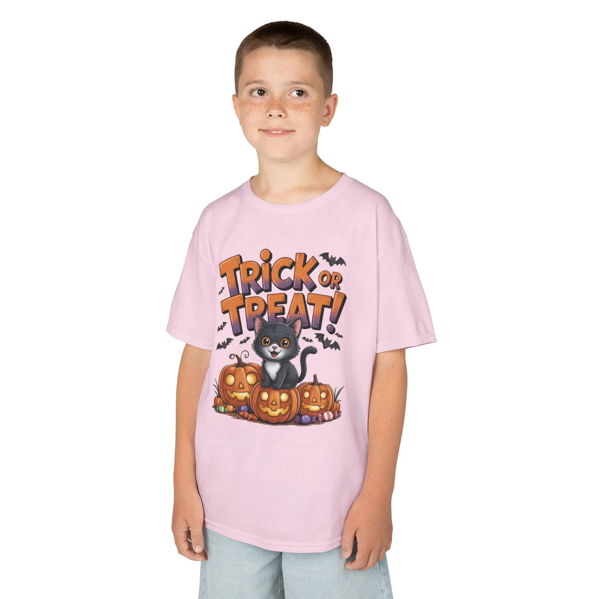 Girls Cute Black Cat Trick or Treat Halloween T-Shirt, Funny Pumpkin Cat Tee, Spooky Fall Shirt for Kids, Matching Family Halloween Shirts - Image 21