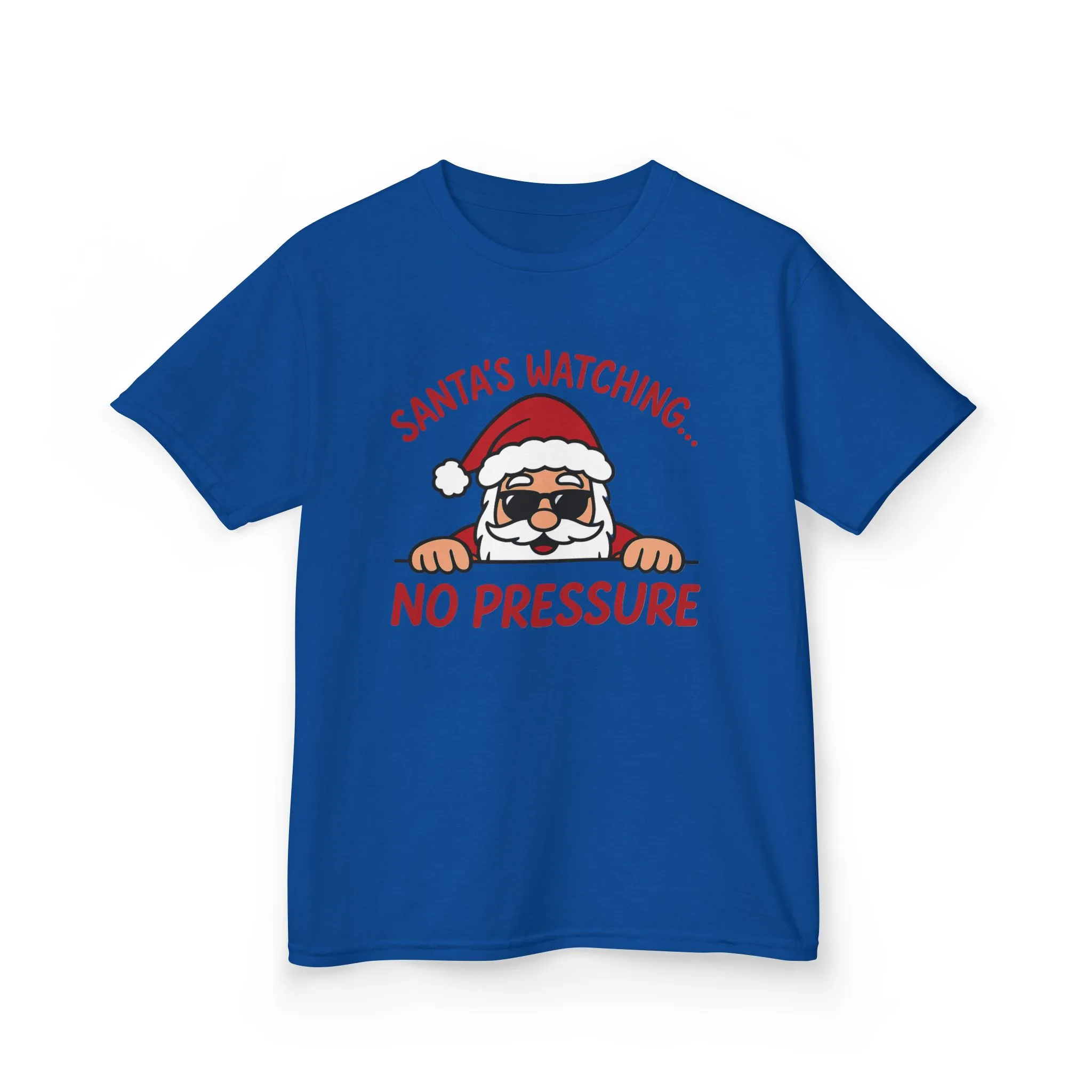 Santa's Watching No Pressure Kids Christmas T-Shirt, Funny Holiday Tee for Youth - Image 13