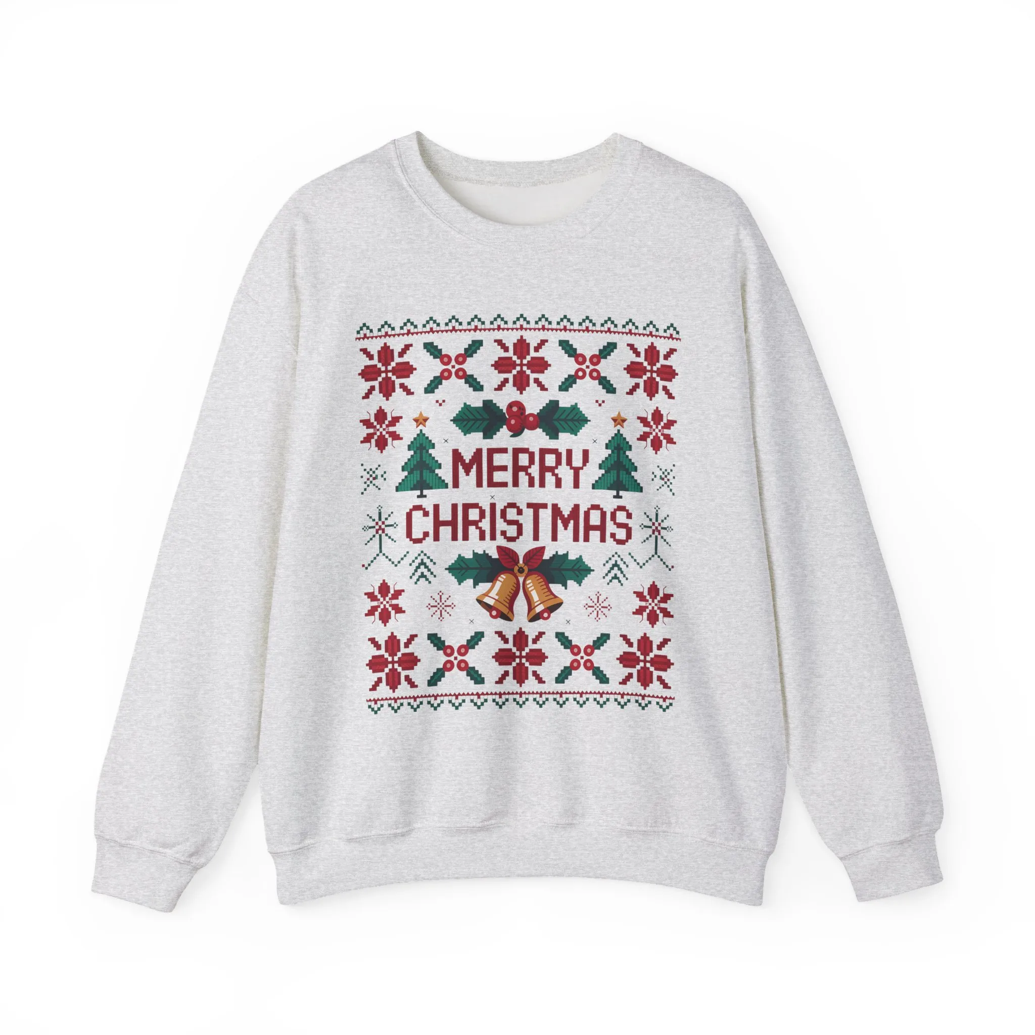 Merry Christmas Women's Sweatshirt, Cozy Knit Look Holiday Jumper, Classic Festive Winter Style Crewneck Sweatshirt - Image 7