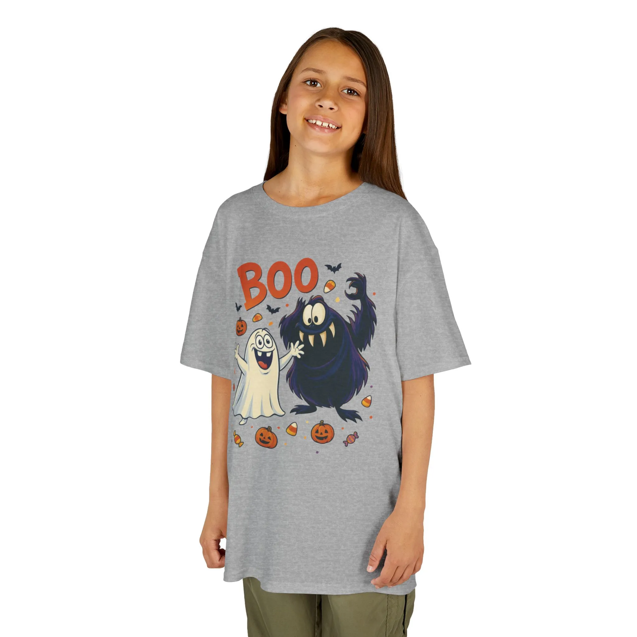Kids Halloween T-Shirt BOO! Cute Ghost Monster Shirt, Funny Spooky Graphic Tee for Boys Girls, Halloween Costume Gift - Image 2