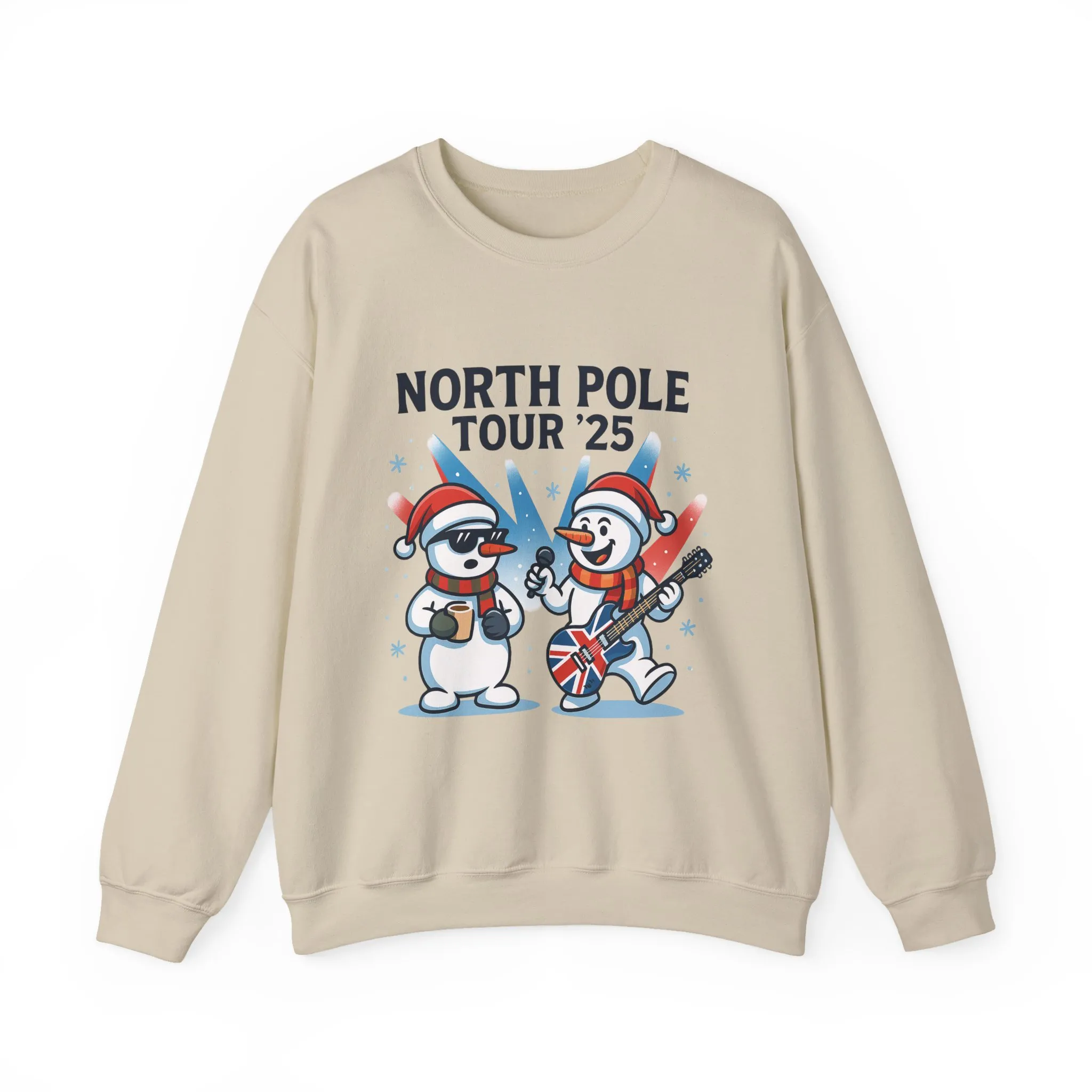 North Pole Tour 25 Men's Christmas Sweatshirt, Funny Rock Band Holiday Jumper - Image 4