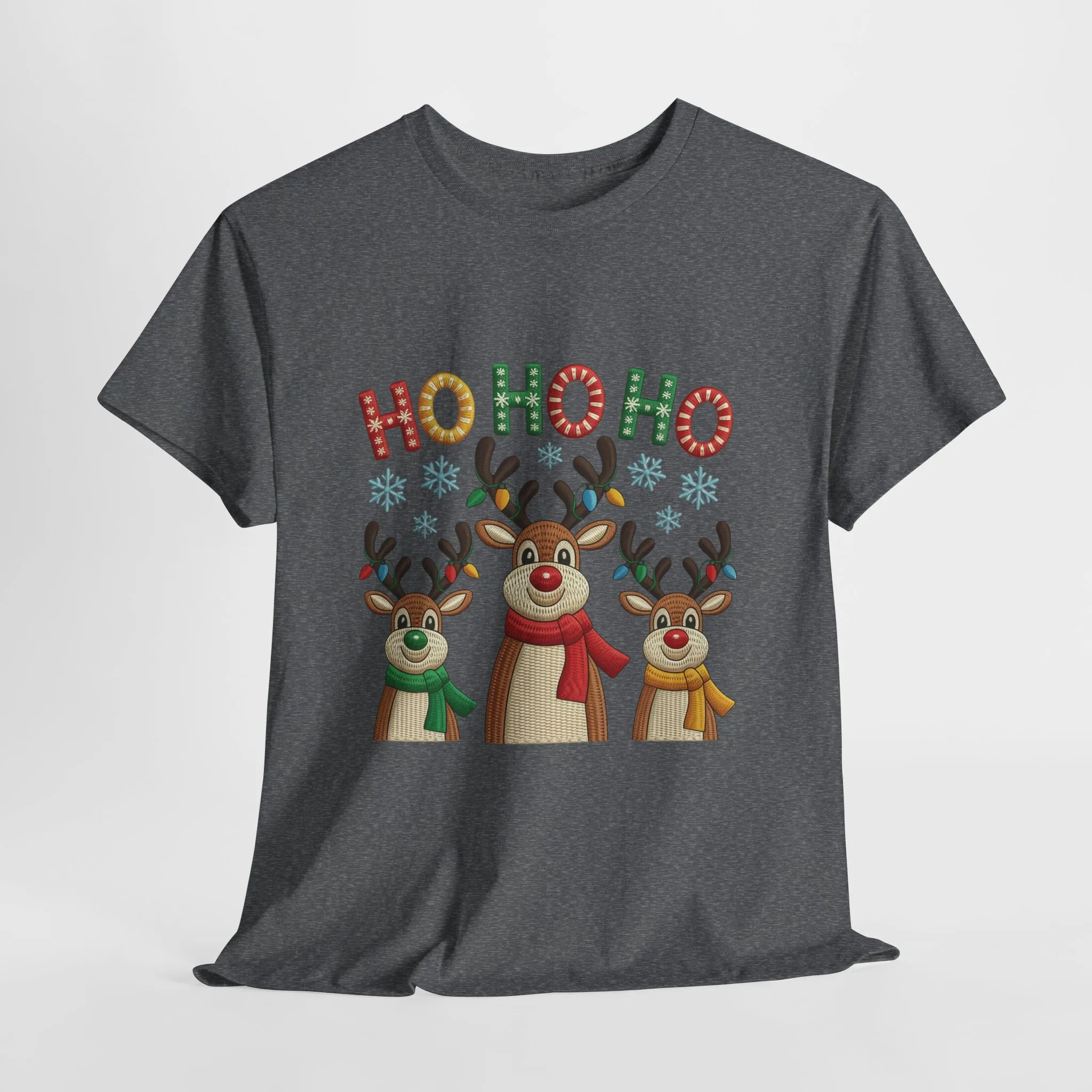 Ho Ho Ho Reindeer T-Shirt, Cute Christmas Tee for Women - Image 2