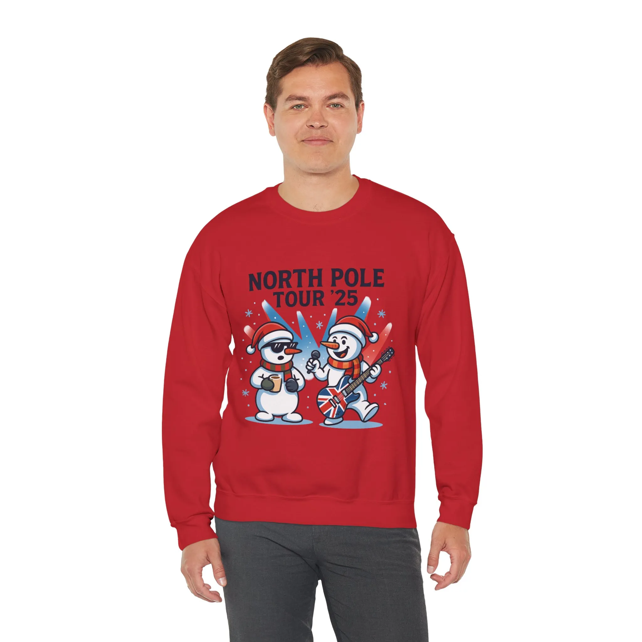 North Pole Tour 25 Men's Christmas Sweatshirt, Funny Rock Band Holiday Jumper - Image 27