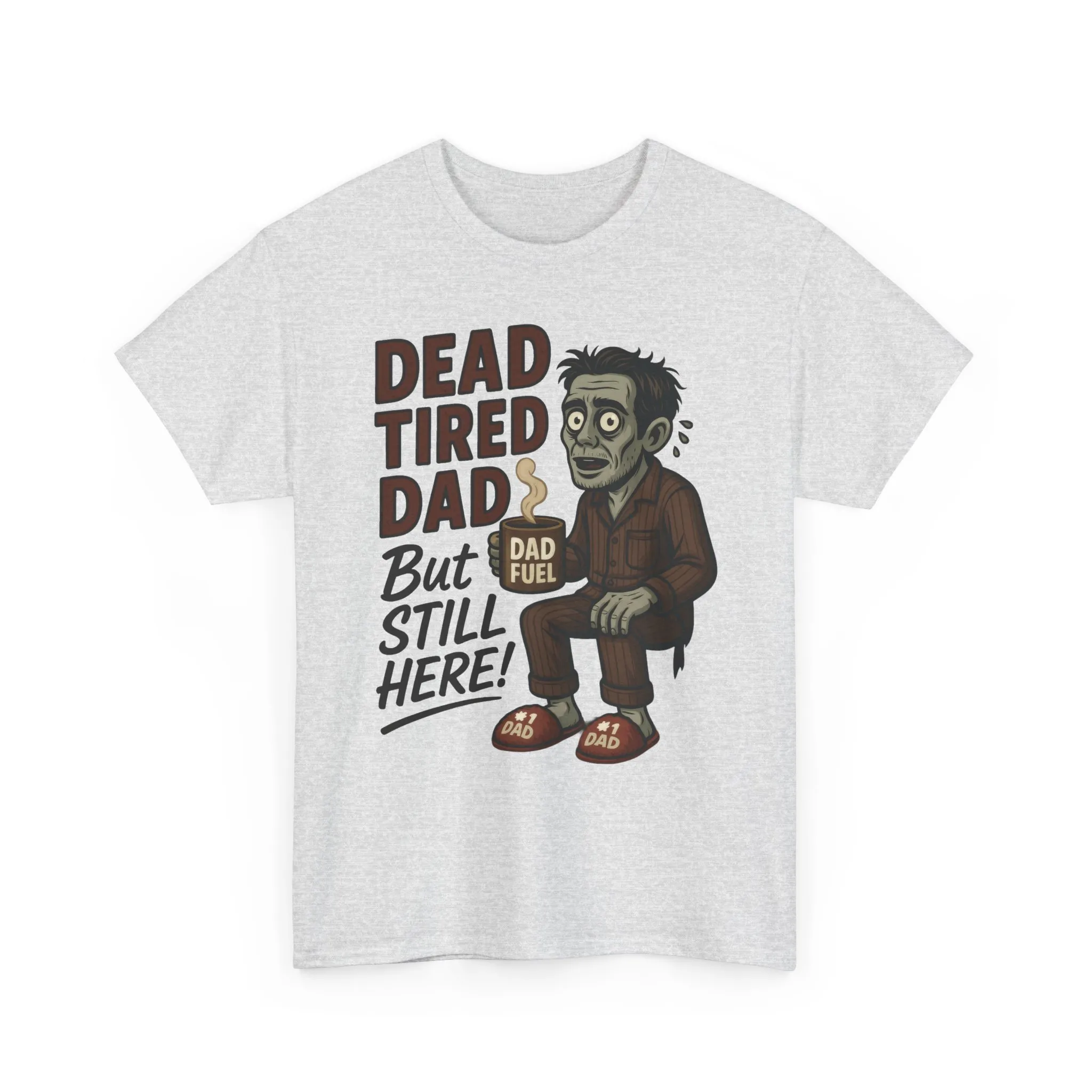 Dead Tired Dad Funny Zombie Coffee Men's T-Shirt, Father's Day Gift for Men, Dad Fuel Graphic Tee, Halloween Dad Tee - Image 4