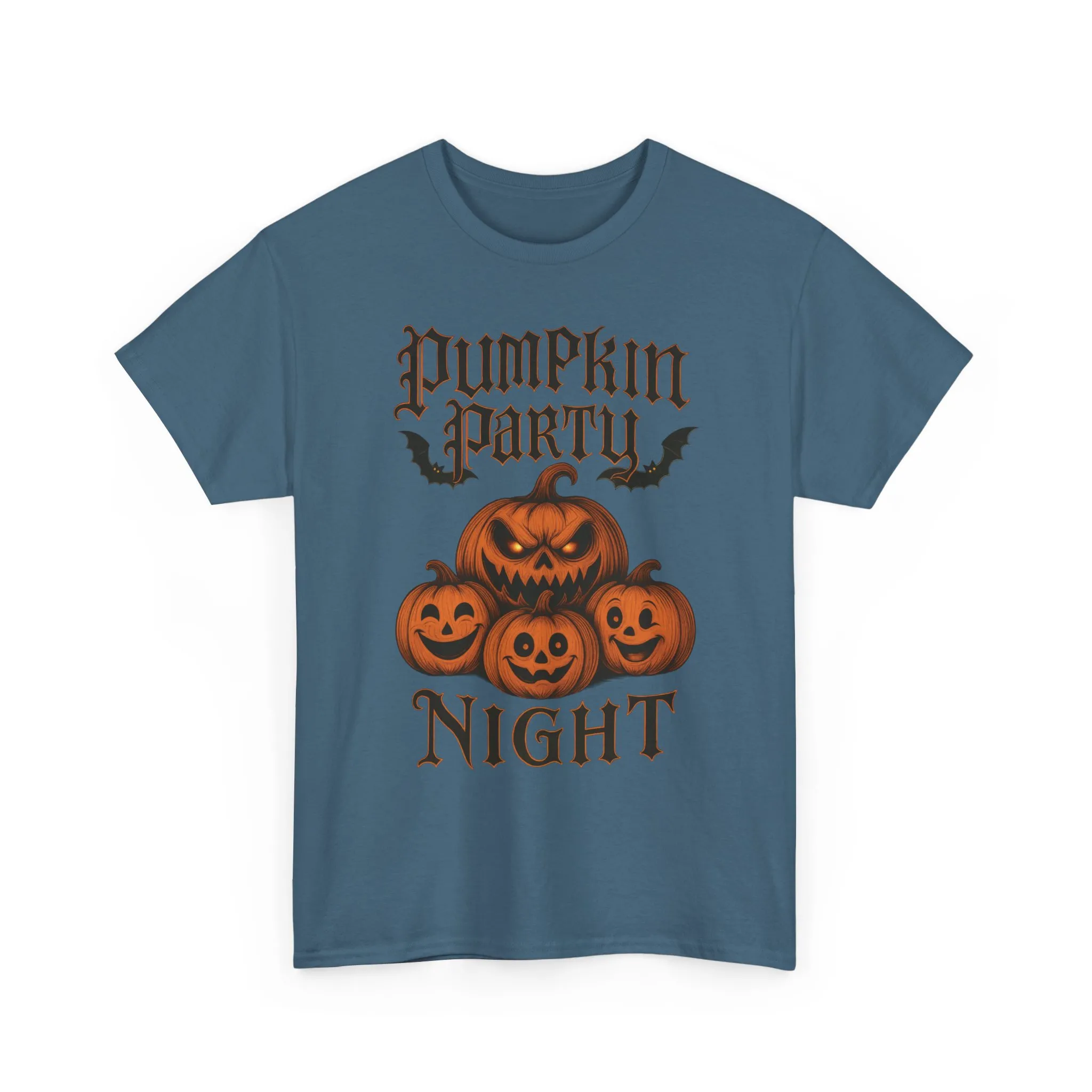 Pumpkin Party Night Men's Halloween T-Shirt, Scary Jack-O-Lantern Pumpkin Graphic Tee for Him - Image 2