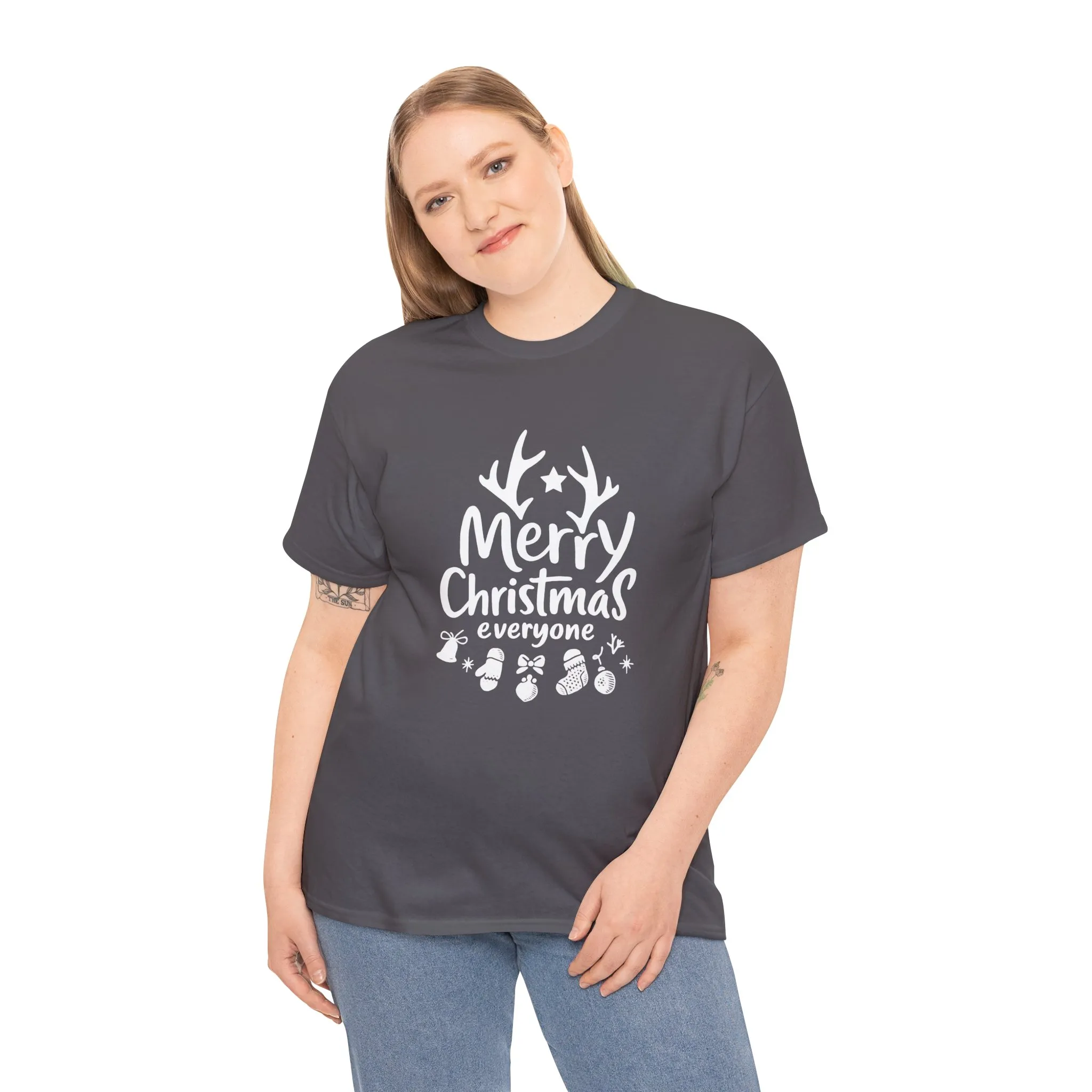 Merry Christmas Everyone Women's T-Shirt, Minimal Holiday Tee, Cute Christmas Gift Heavy Cotton Tee - Image 15