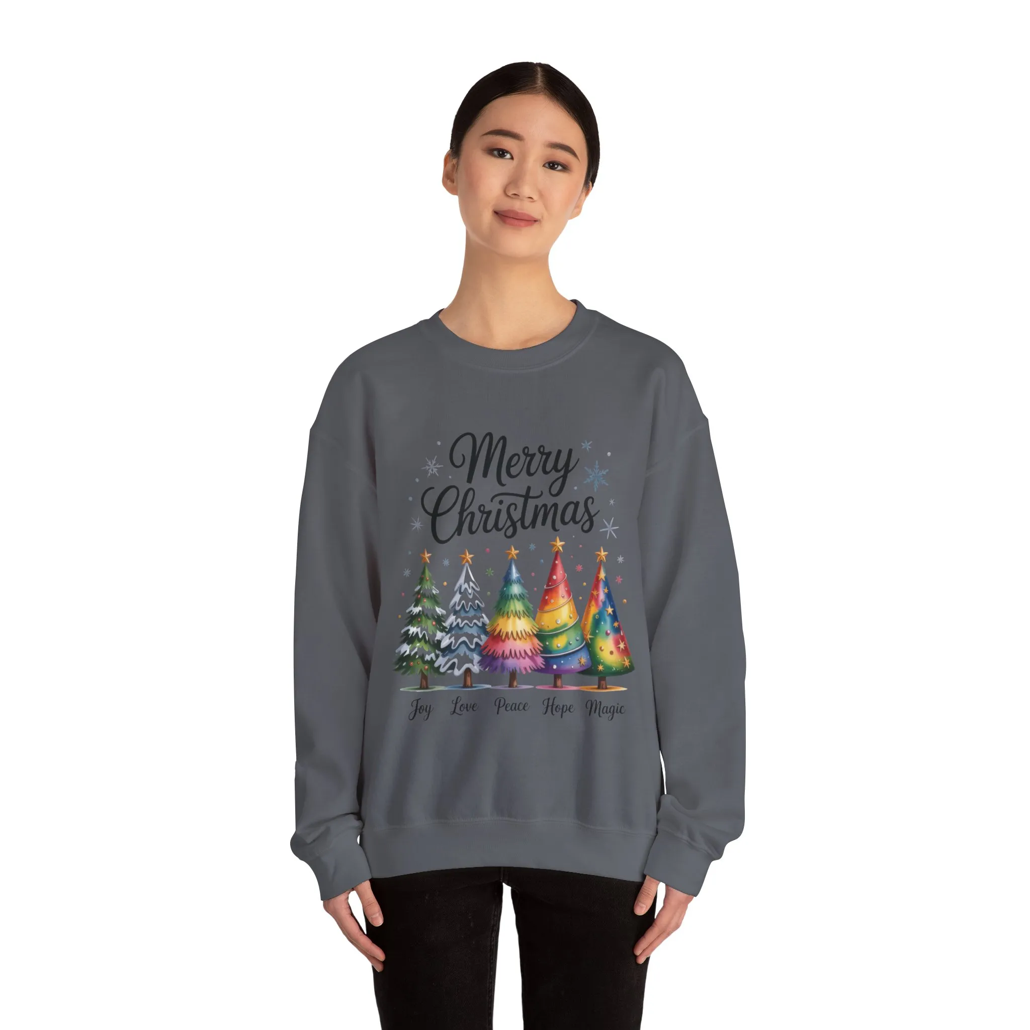 Merry Christmas Women's Sweatshirt, Joy Love Peace Hope Magic Pullover, Women's Heavy Blend™ Crewneck Sweatshirt - Image 11
