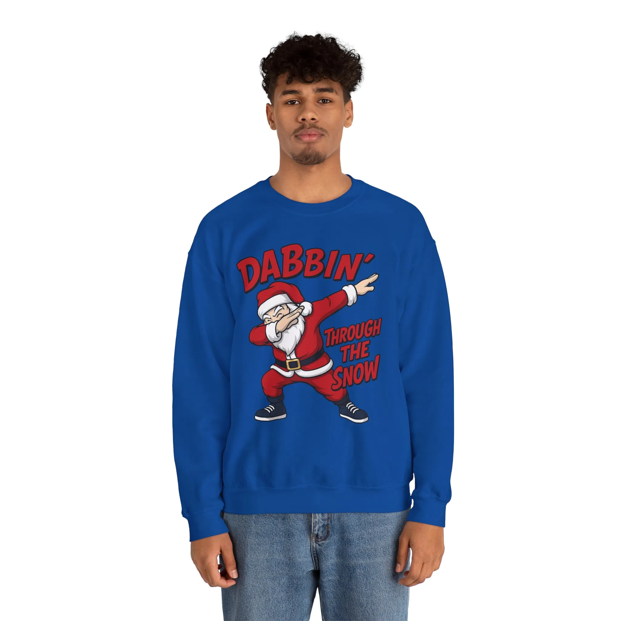 Dabbin Through The Snow Santa Men's Christmas Sweatshirt, Funny Holiday Jumper - Image 20