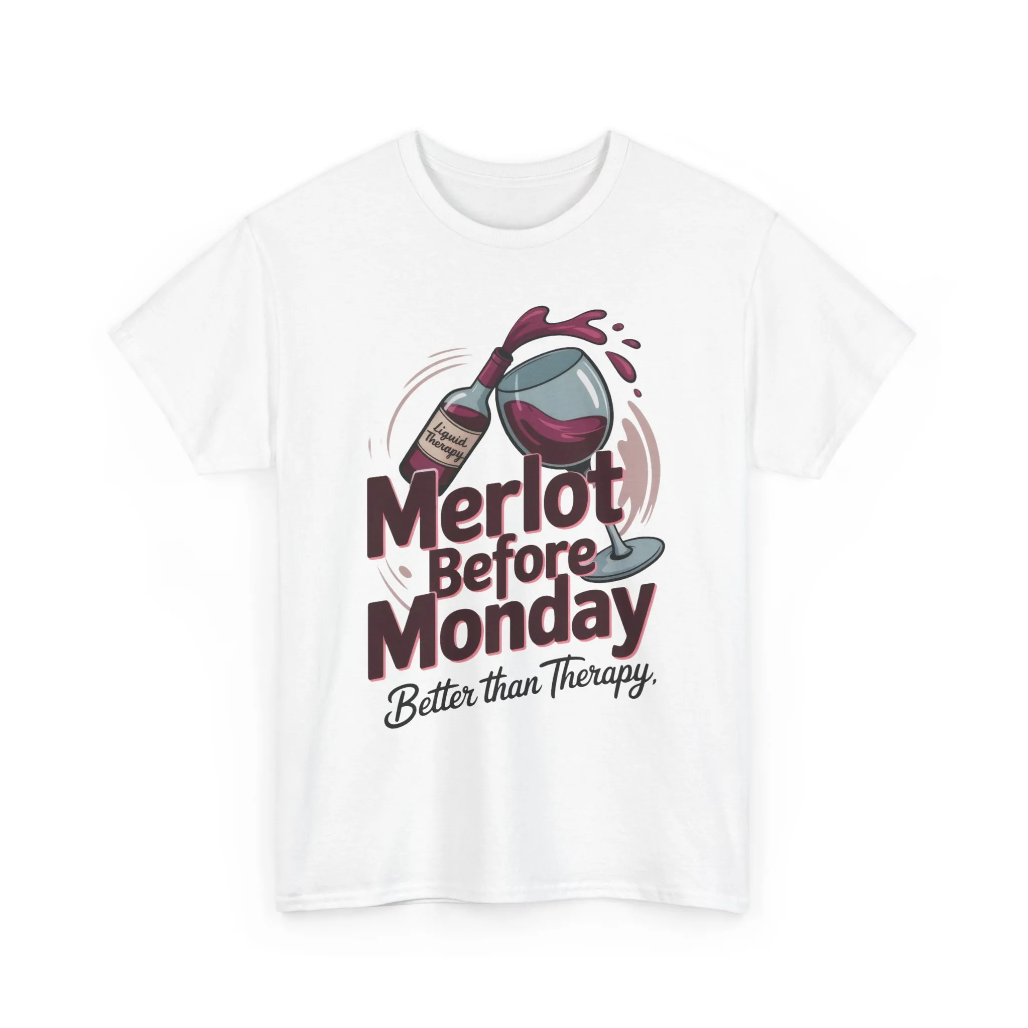 Merlot Before Monday Shirt Women, Funny Wine Tee, Better Than Therapy Tee, Wine Lover Gift - Image 4