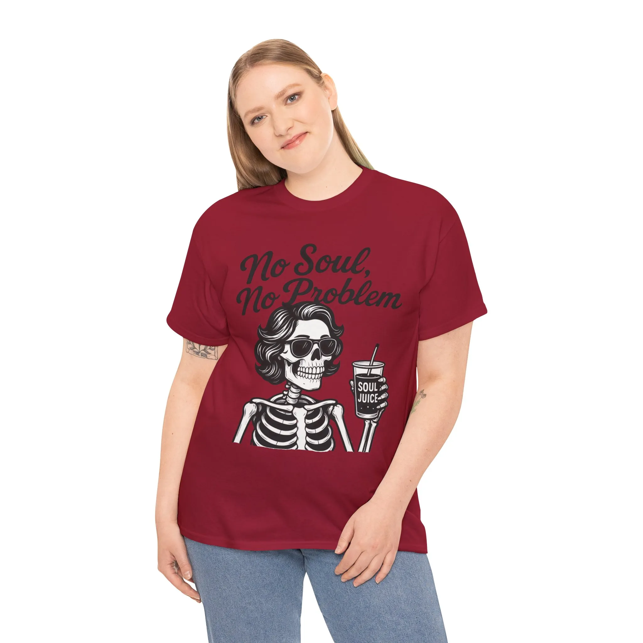 No Soul No Problem Skeleton T-Shirt for Women, Funny Gothic Skull Tee, Dark Humor Halloween Shirt, Spooky Retro Skeleton Top - Image 27