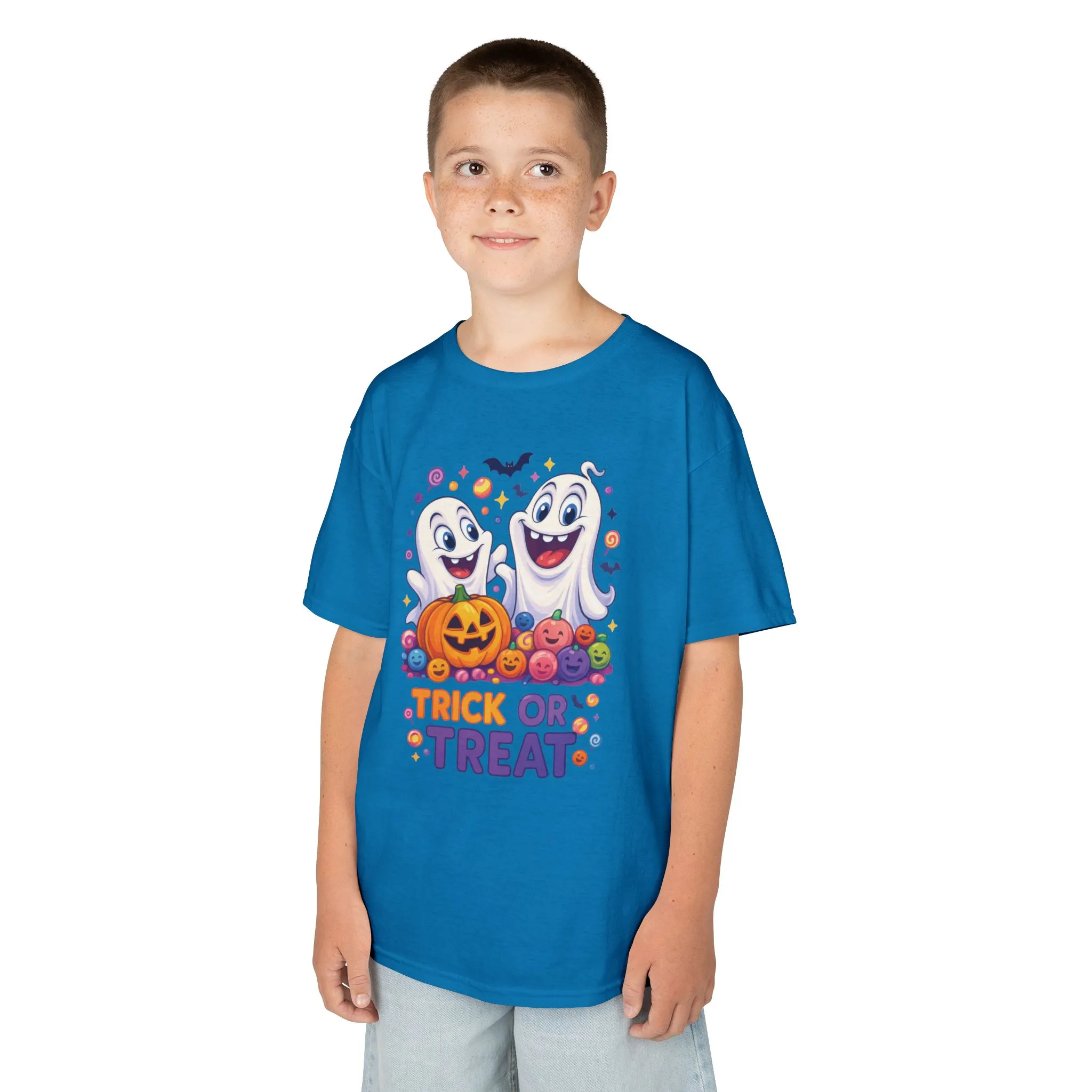 Trick or Treat Kids Halloween T-Shirt, Cute Ghosts Pumpkin Design, Fun Spooky Tee for Boys Girls - Image 15