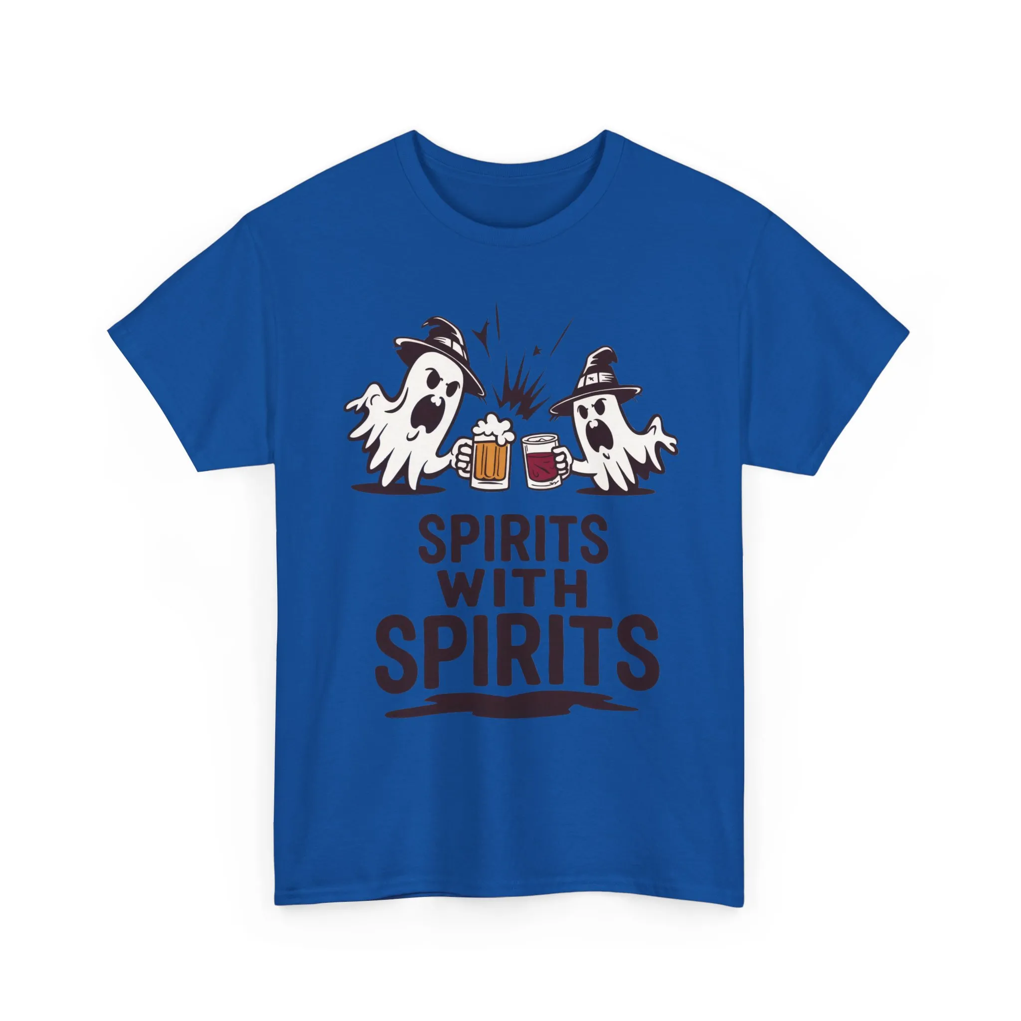 Spirits With Spirits Men's T-Shirt, Funny Ghost Drinking Halloween Party Graphic Tee - Image 25