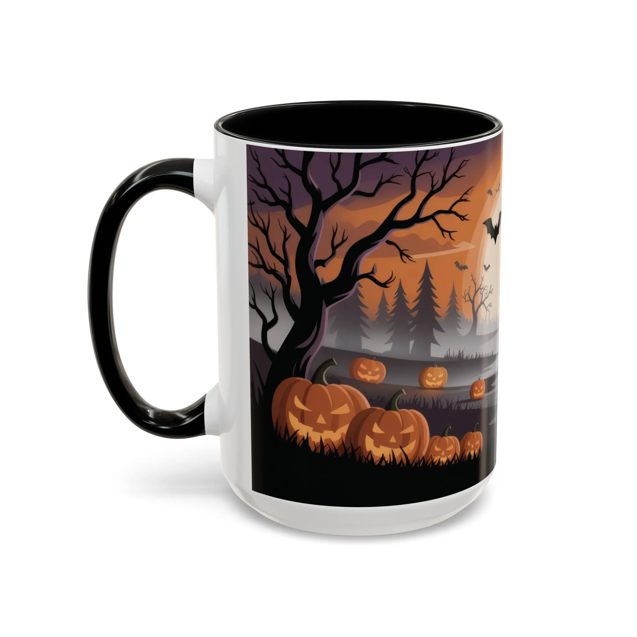 Halloween Pumpkin Forest Mug, Spooky Sunset Landscape Coffee Cup, Gothic Fall Gift for Her - Him, Accent Coffee Mug (11, 15oz) - Image 13