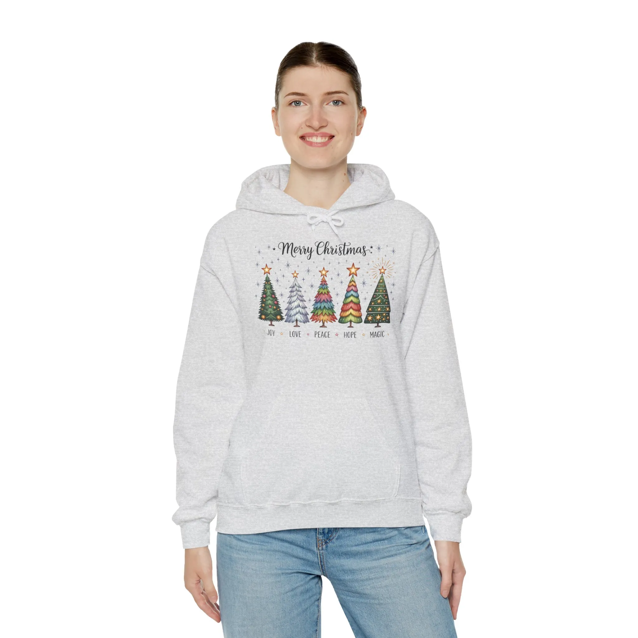 Merry Christmas Women's Hoodie, Joy Love Peace Hope Magic Holiday Hoodie, Women's Heavy Blend™ Hooded Sweatshirt - Image 8