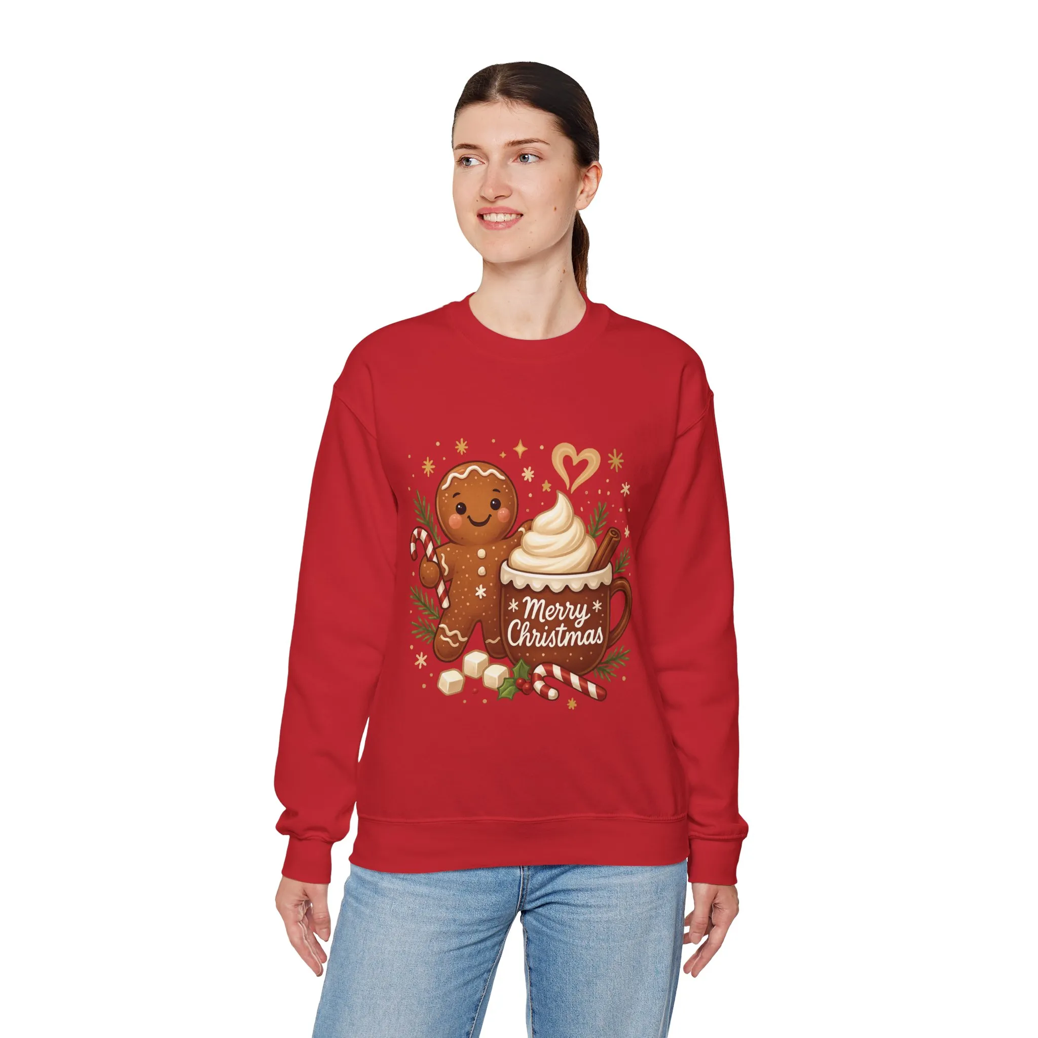 Women's Gingerbread - Hot Cocoa Christmas Sweatshirt, Cozy Holiday Pullover, Women's Heavy Blend™ Crewneck Sweatshirt - Image 27