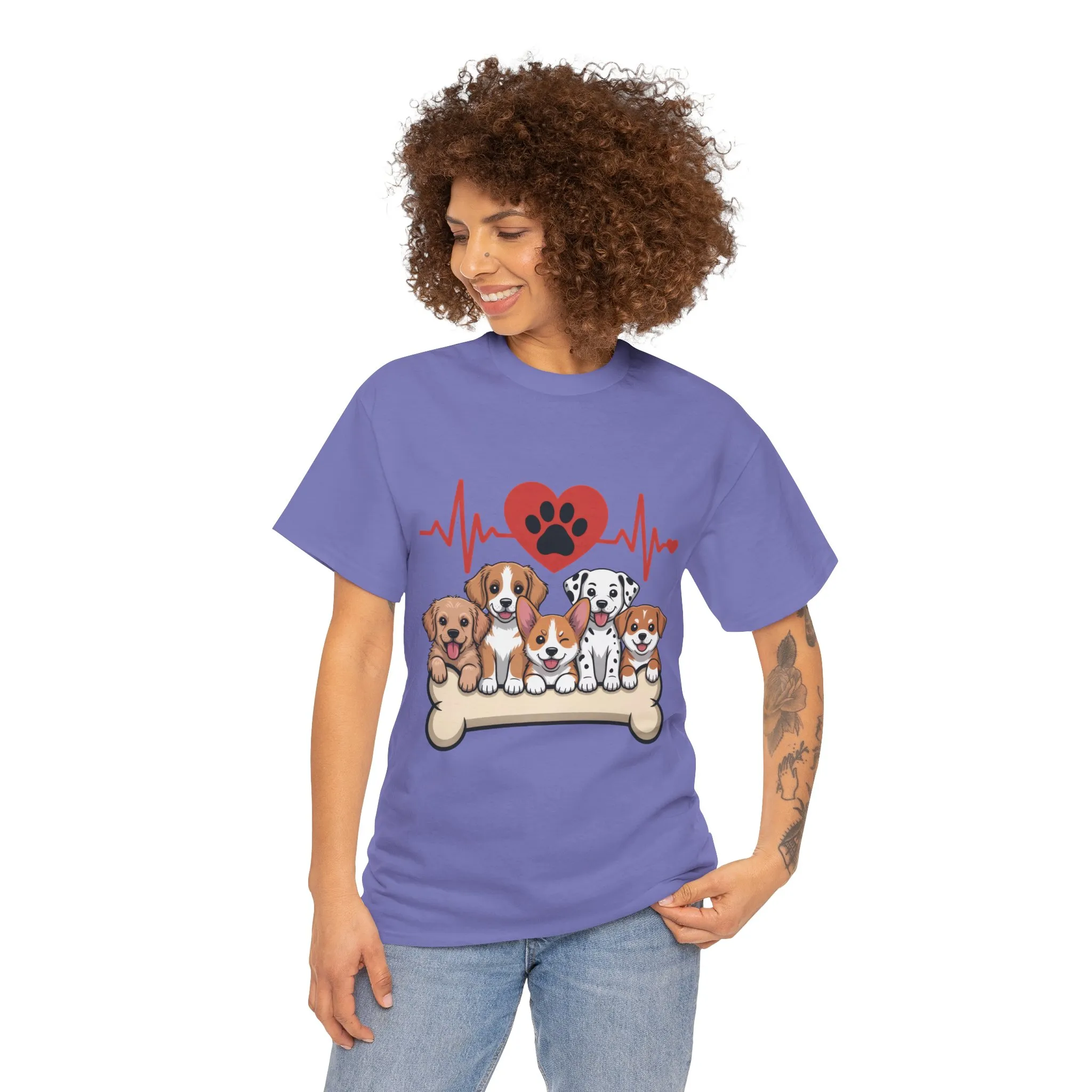 Cute Puppy Heartbeat Women's T-Shirt, Dog Lover Gift, Paw Print Heart Graphic Tee - Image 20