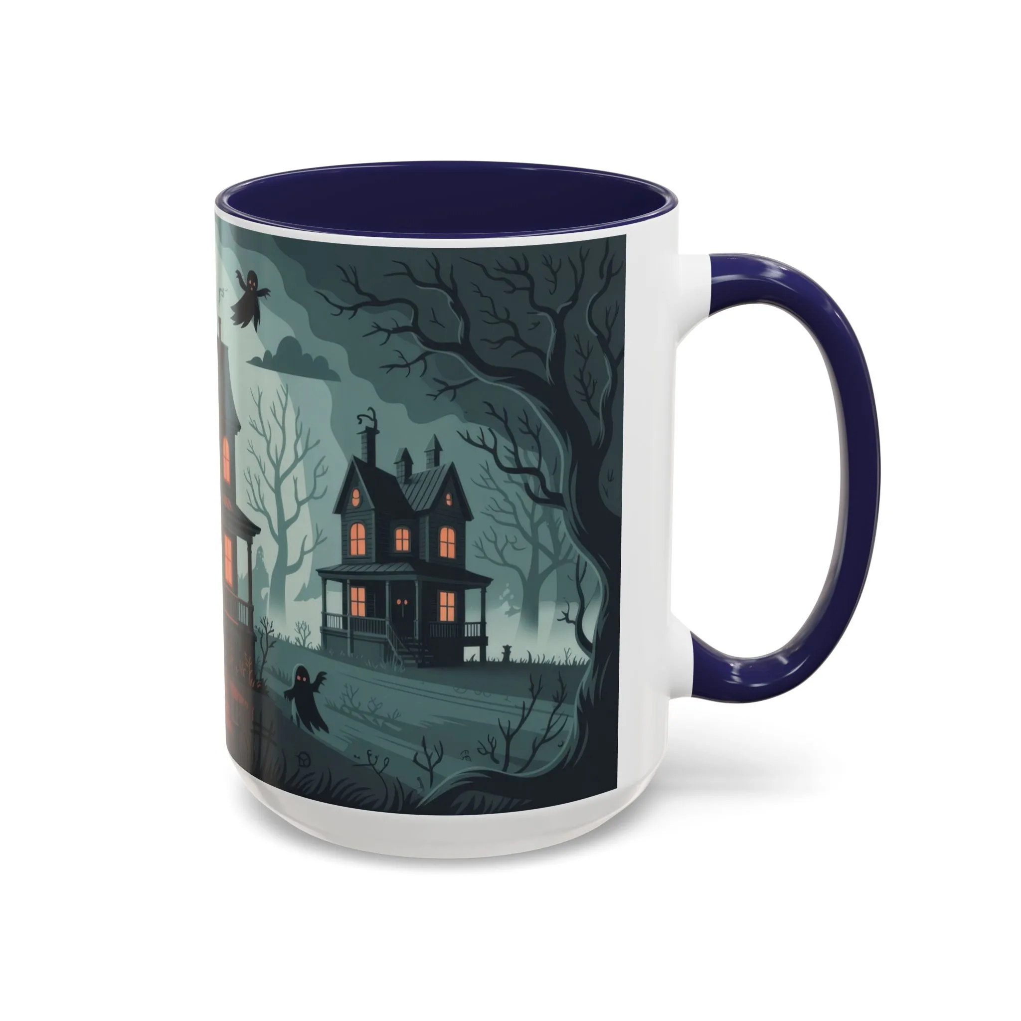 Haunted Mansion Mug, Ghostly Gothic Forest Coffee Cup, Spooky Haunted House Halloween Gift for Horror Lovers, Accent Coffee Mug (11, 15oz) - Image 3