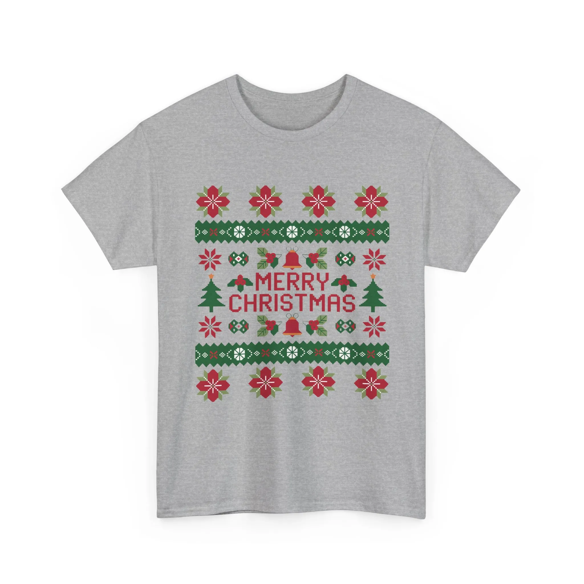 Merry Christmas Women's T-Shirt, Festive Ugly Sweater Style Tee, Classic Holiday Knit Pattern Shirt - Image 13