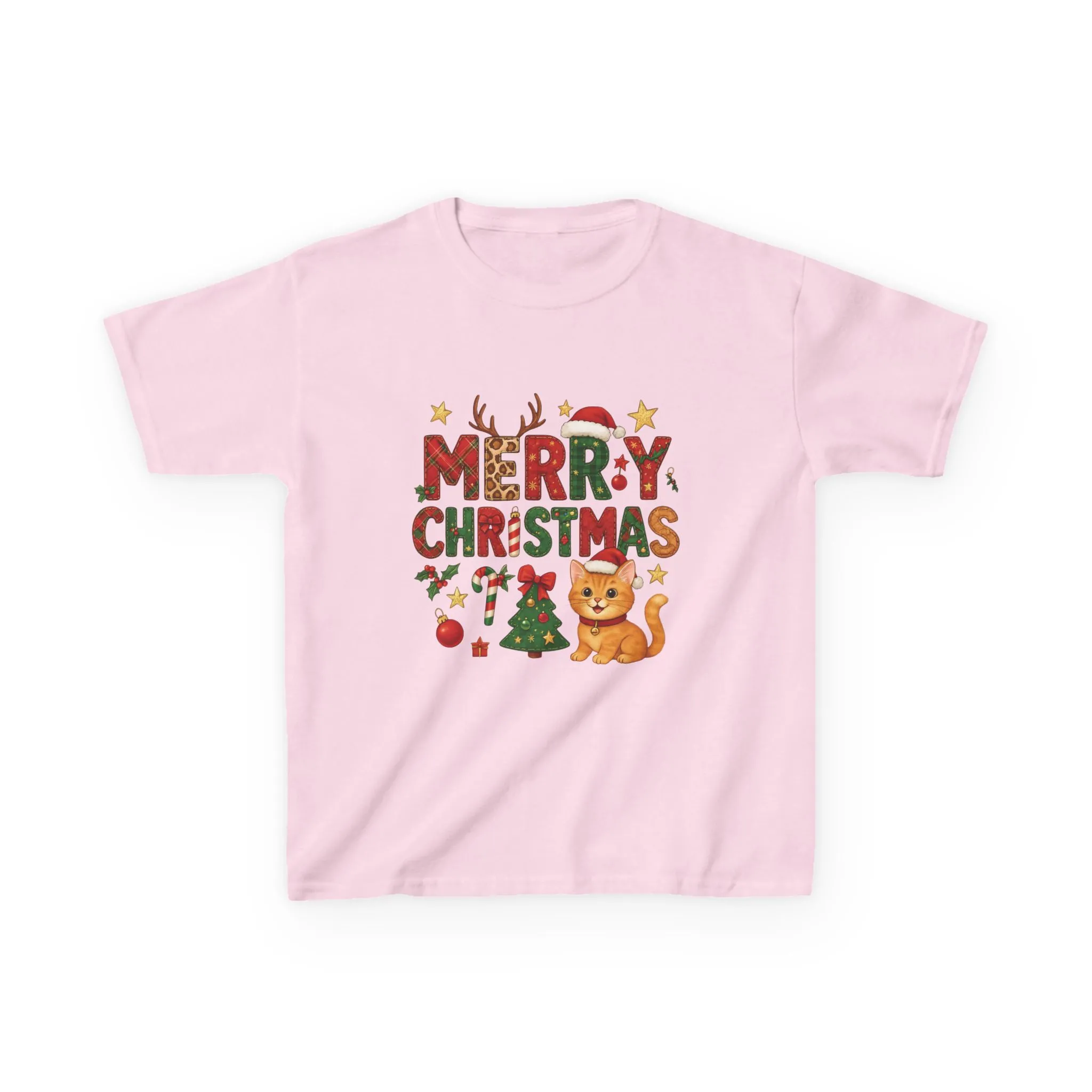 Merry Christmas Cat Shirt for Girls, Cute Holiday Kitten Tee - Image 19