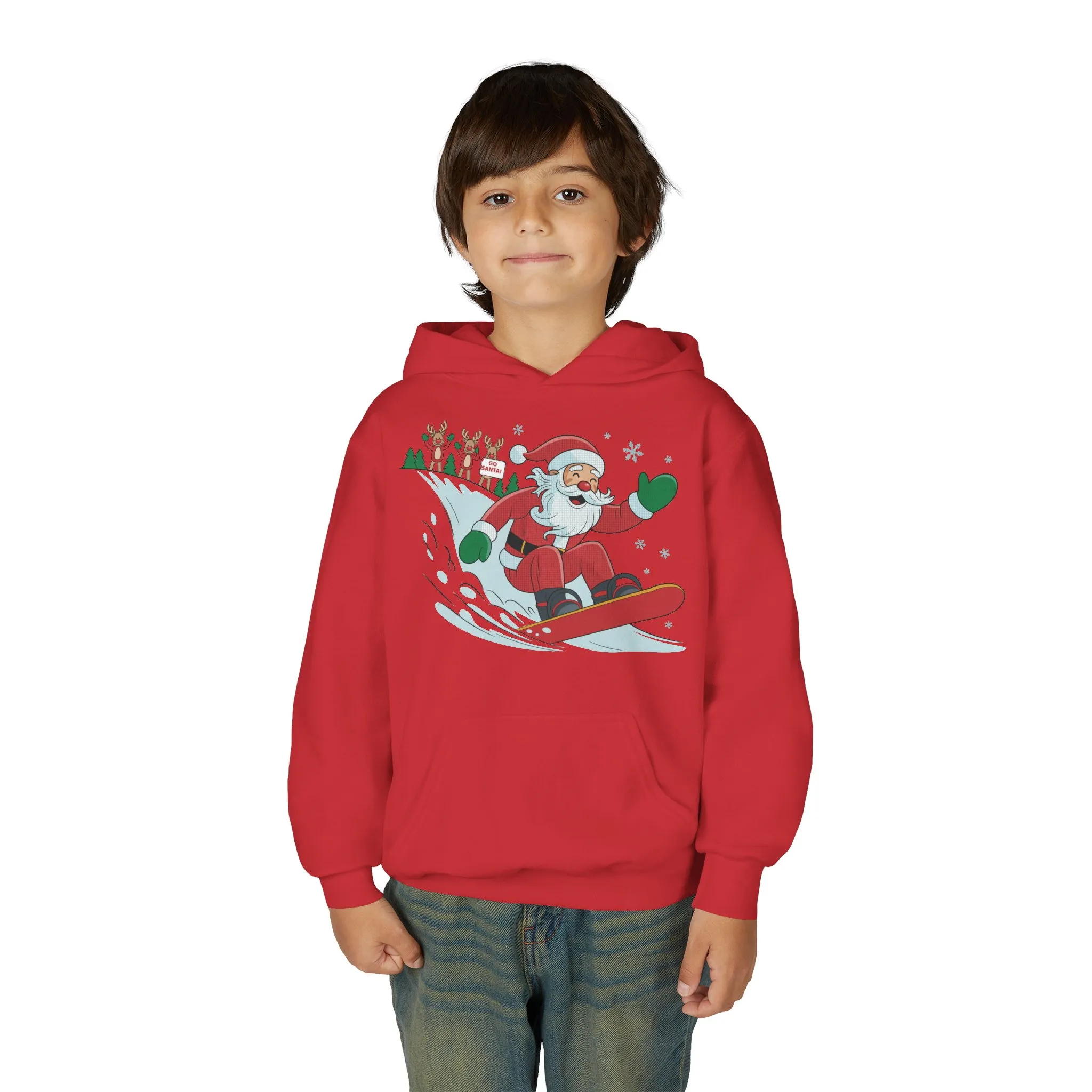 Go Santa Snowboarding Christmas Hoodie, Funny Santa - Reindeer Holiday Hoodie for Kids, Cute Winter Sports Christmas Sweatshirt - Image 35