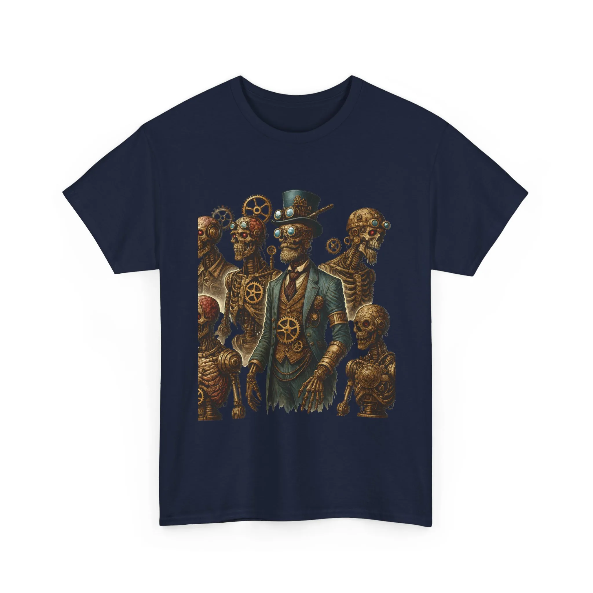 Steampunk Skeleton Gentleman T-Shirt, Vintage Mechanical Robot Skull Design, Gothic Industrial Cyberpunk Tee for Men - Image 28