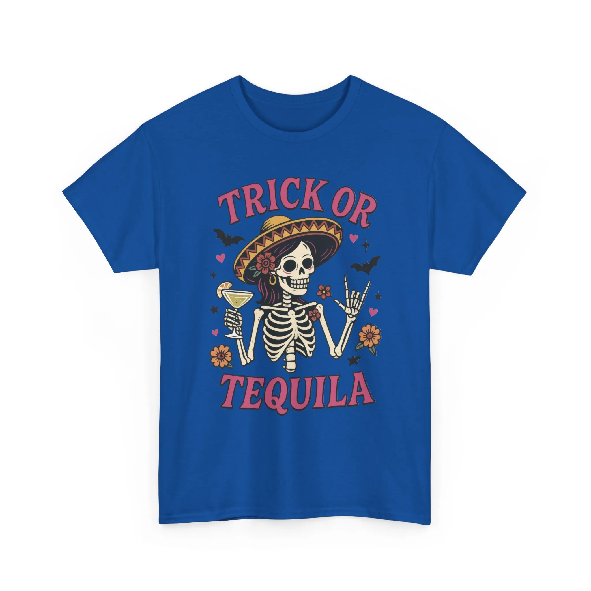 Trick or Tequila Women's T-Shirt, Funny Halloween Skeleton Drinking Shirt, Party Graphic Tee - Image 2