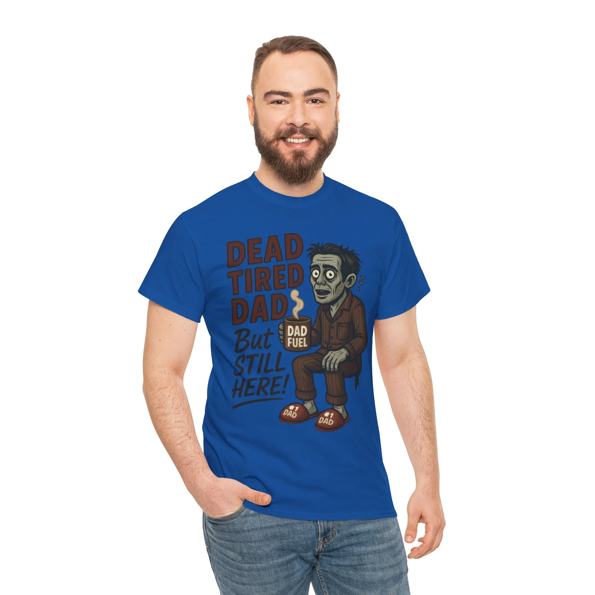 Dead Tired Dad Funny Zombie Coffee Men's T-Shirt, Father's Day Gift for Men, Dad Fuel Graphic Tee, Halloween Dad Tee - Image 26