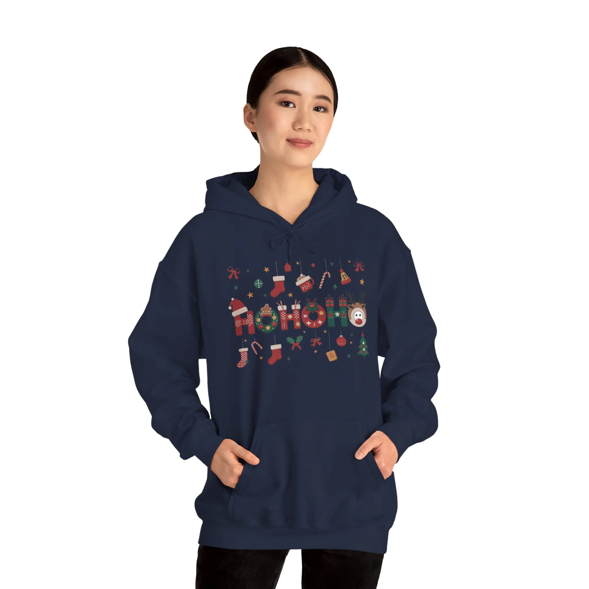 Matching Ho Ho Ho Christmas Sweatshirts, Mom and Daughter Holiday Hoodie Set, Cute Gingerbread - Reindeer Design, Family Christmas Outfits - Image 31