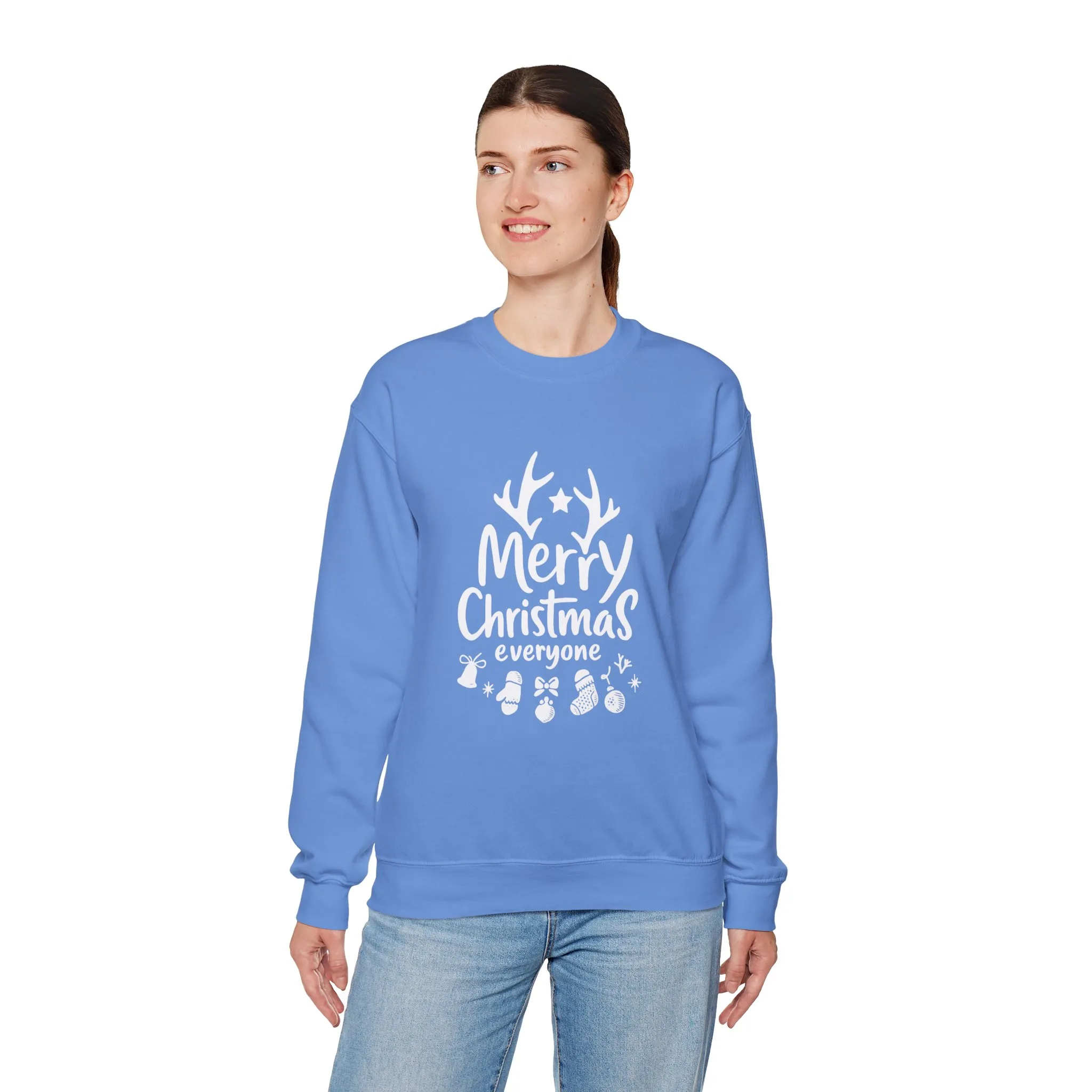 Merry Christmas Everyone Women's Sweatshirt, Cozy Holiday Pullover, Festive Minimal Design Heavy Blend™ Crewneck Sweatshirt - Image 12
