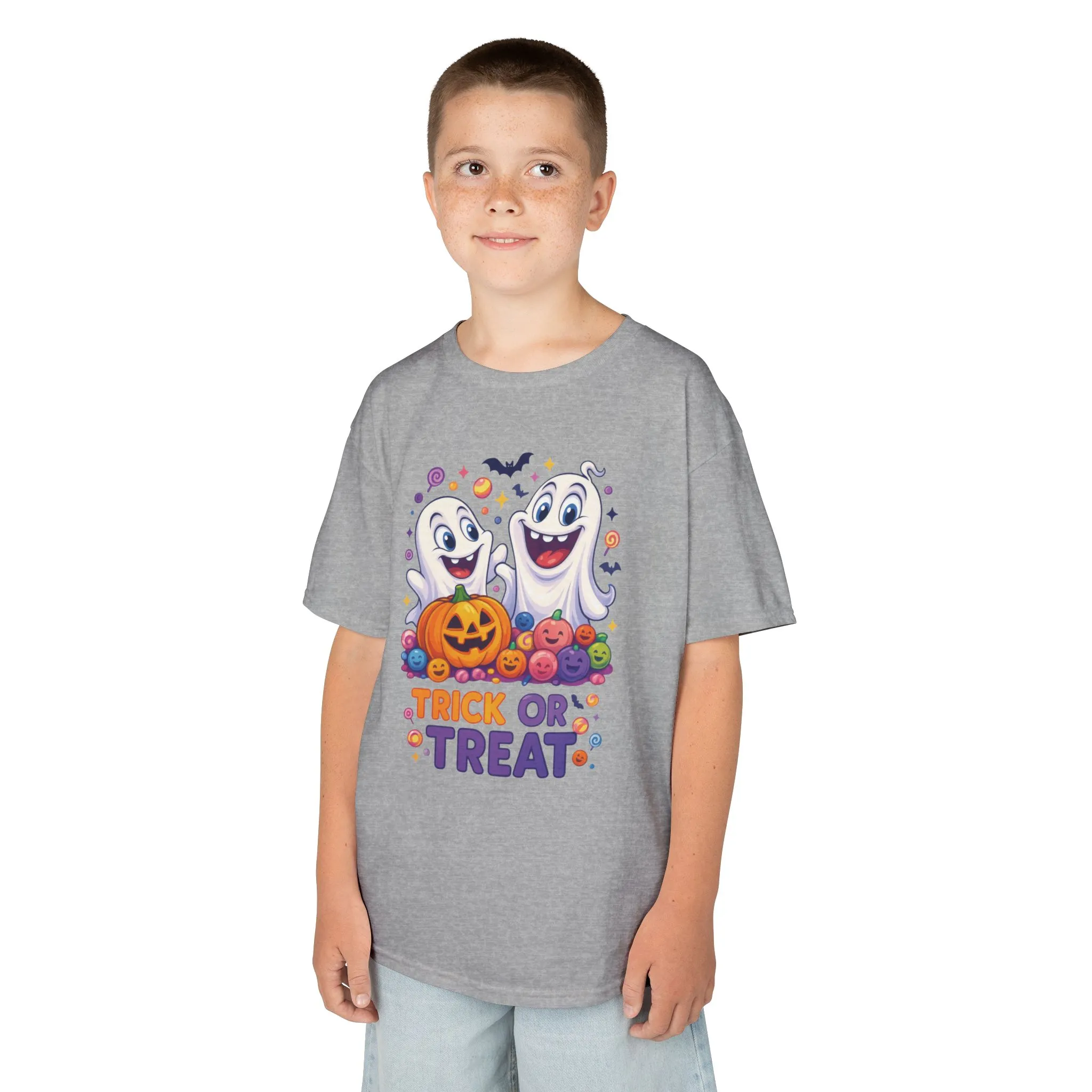 Trick or Treat Kids Halloween T-Shirt, Cute Ghosts Pumpkin Design, Fun Spooky Tee for Boys Girls - Image 6