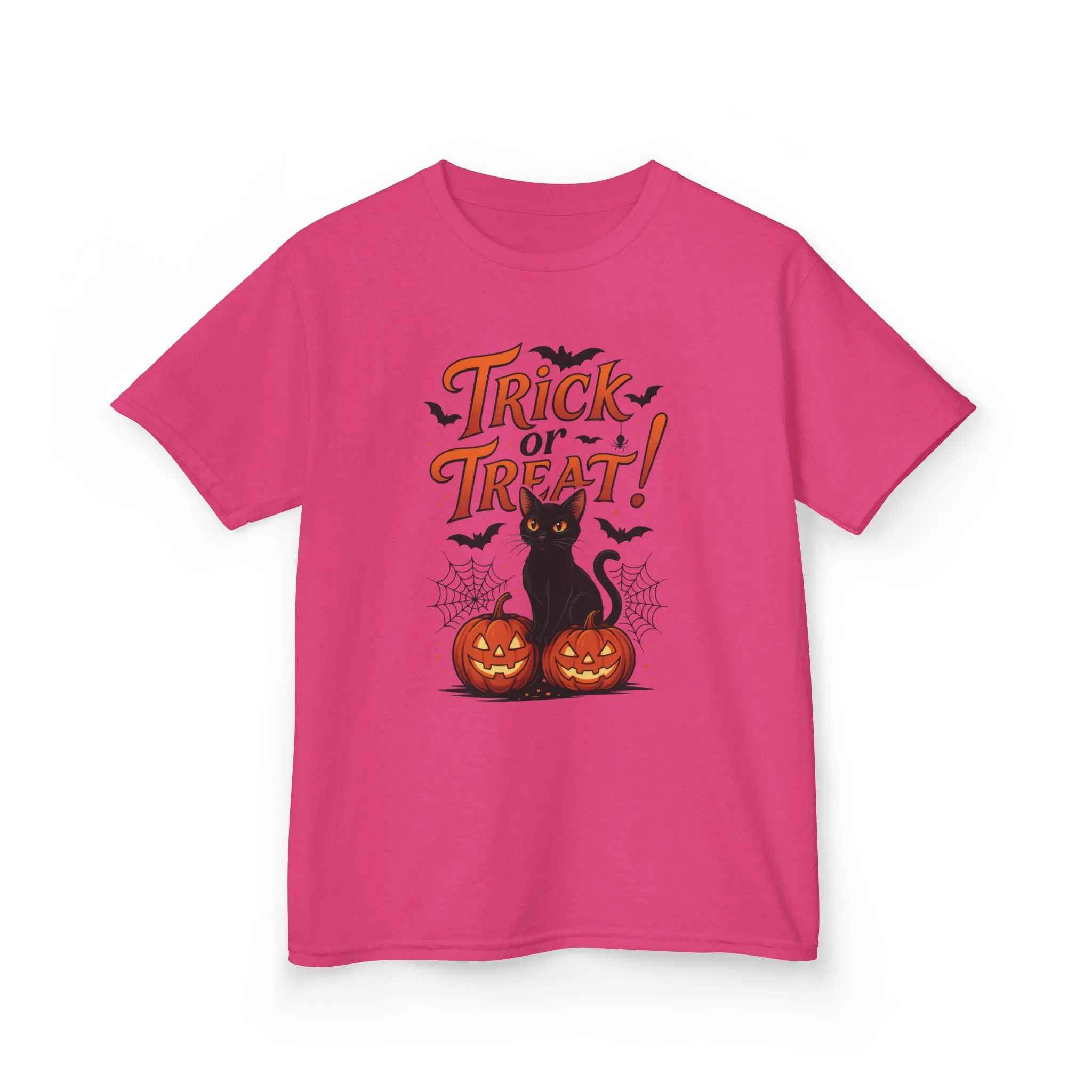 Cute Trick or Treat Black Cat T-Shirt for Girls Boys, Fun Spooky Halloween Tee, Pumpkin Cat Shirt for Kids, Fall Party Outfit - Image 25