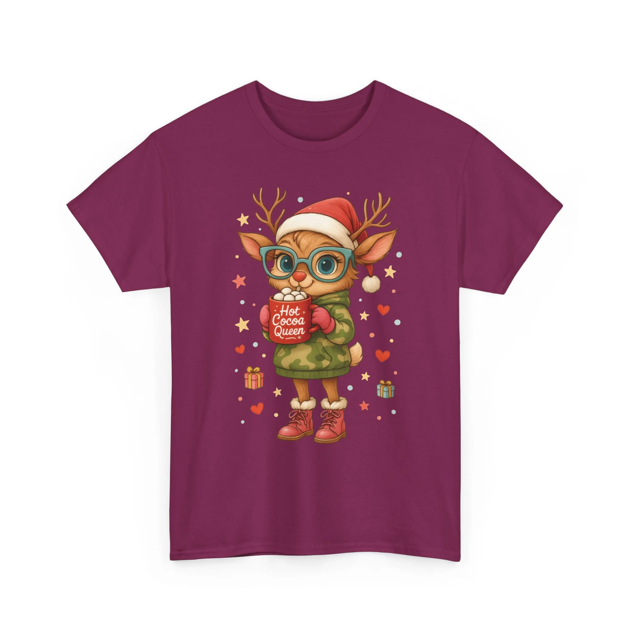 Hot Cocoa Queen Christmas Women's T-Shirt, Cute Holiday Reindeer Tee for Women - Image 22