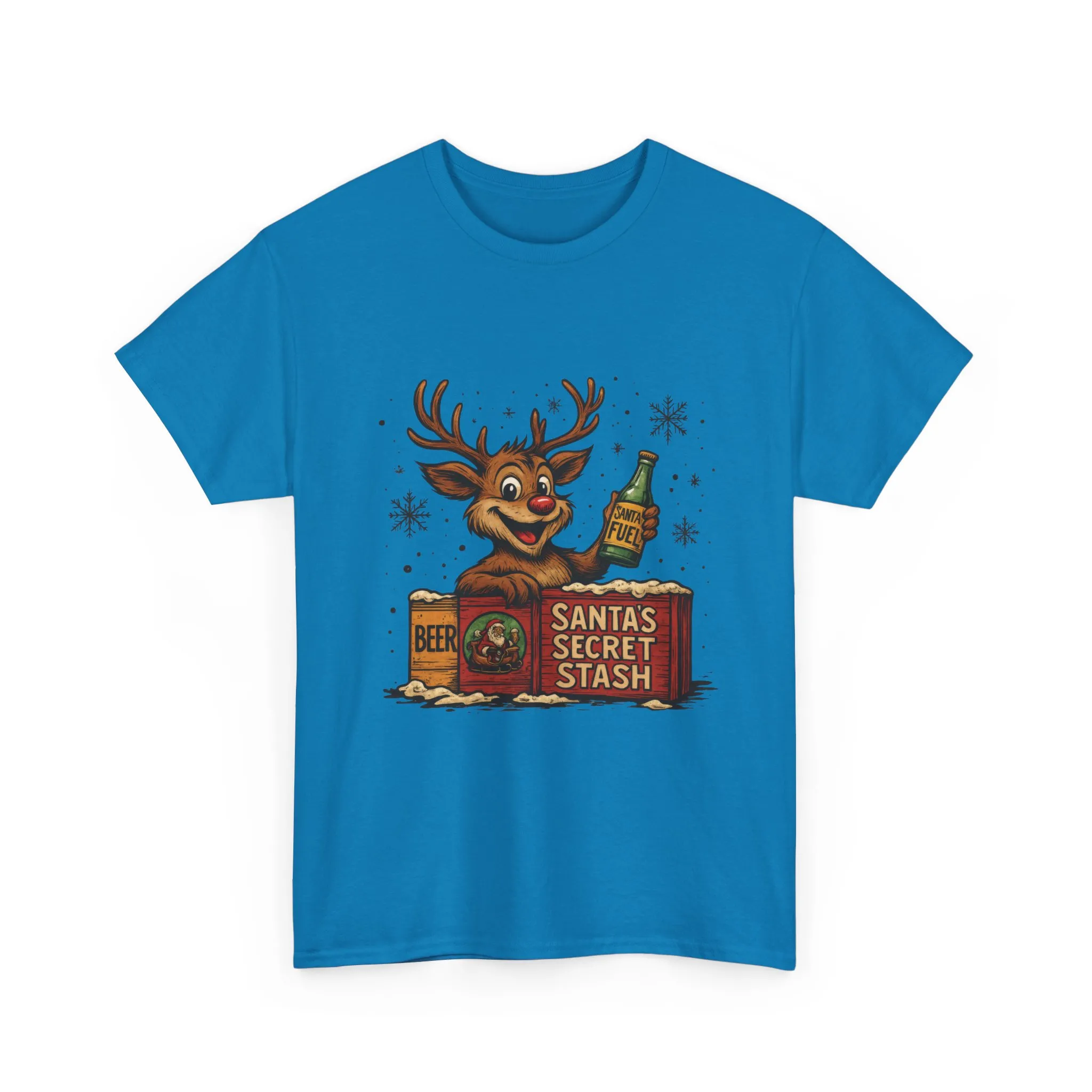 Men's Funny Christmas T-Shirt, Santa's Secret Stash Reindeer Tee - Image 16